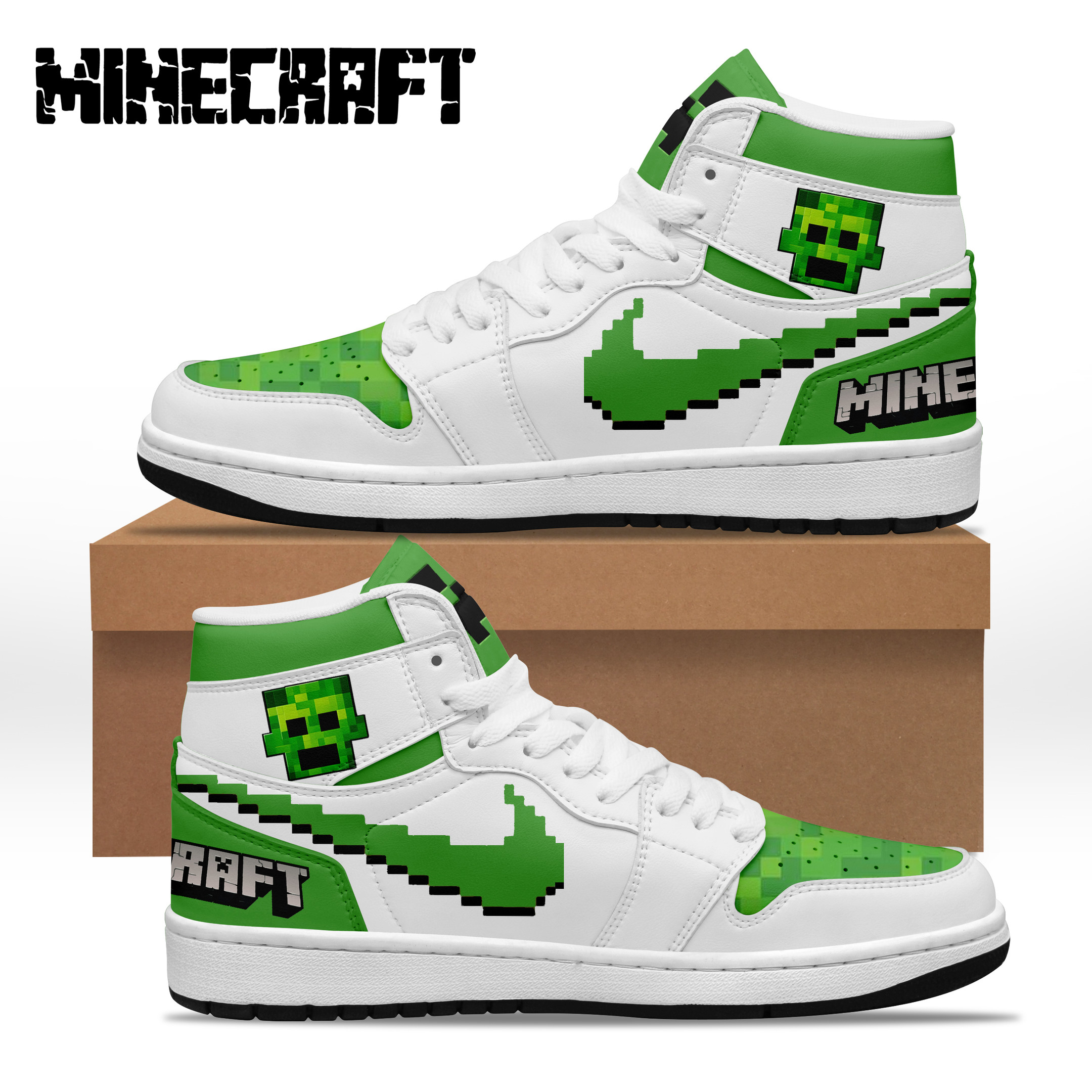 JWFancy Minecraft AJ1 High Sneakers Shoes For Men And Women