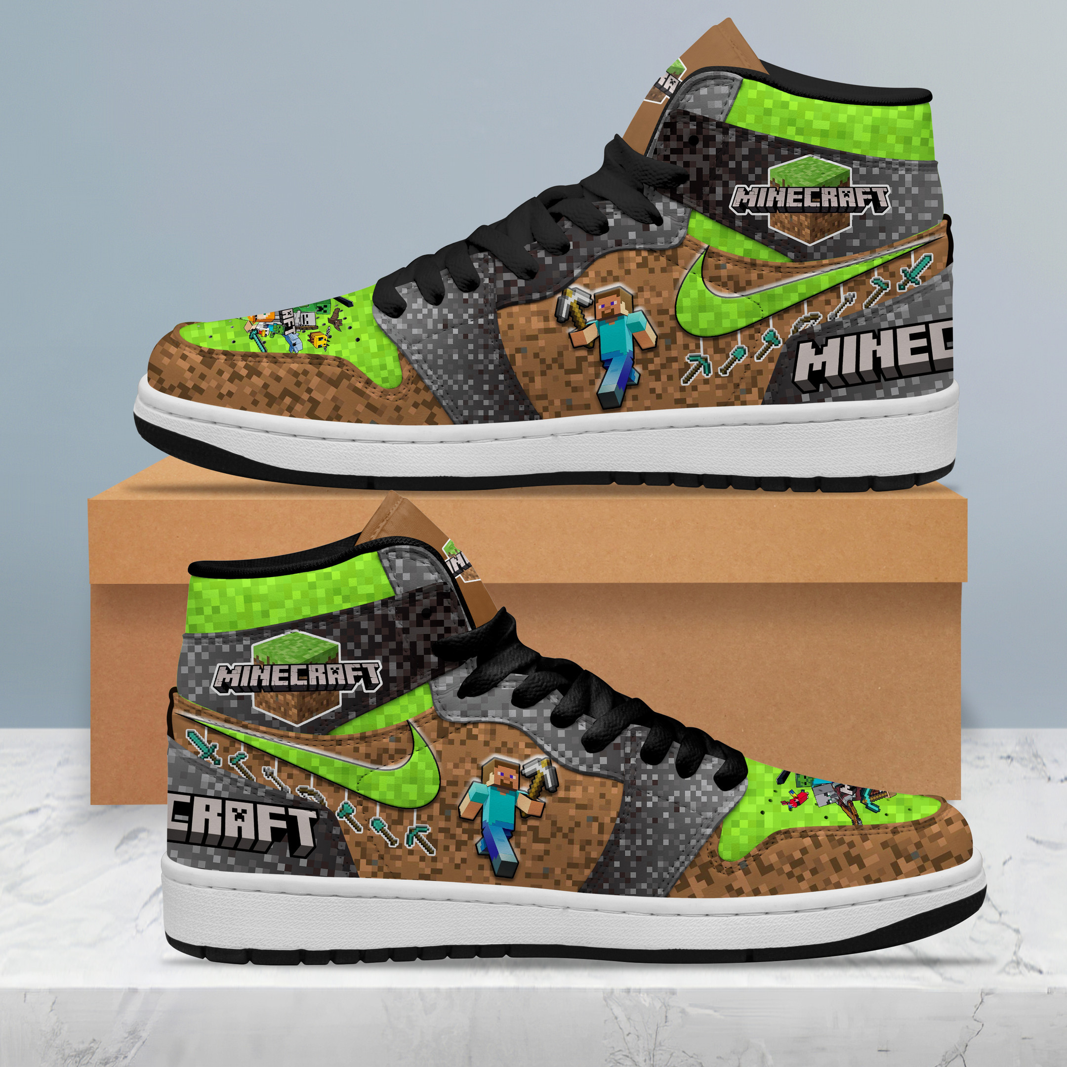 JWFancy Minecraft AJ1 High Sneakers Shoes For Men And Women