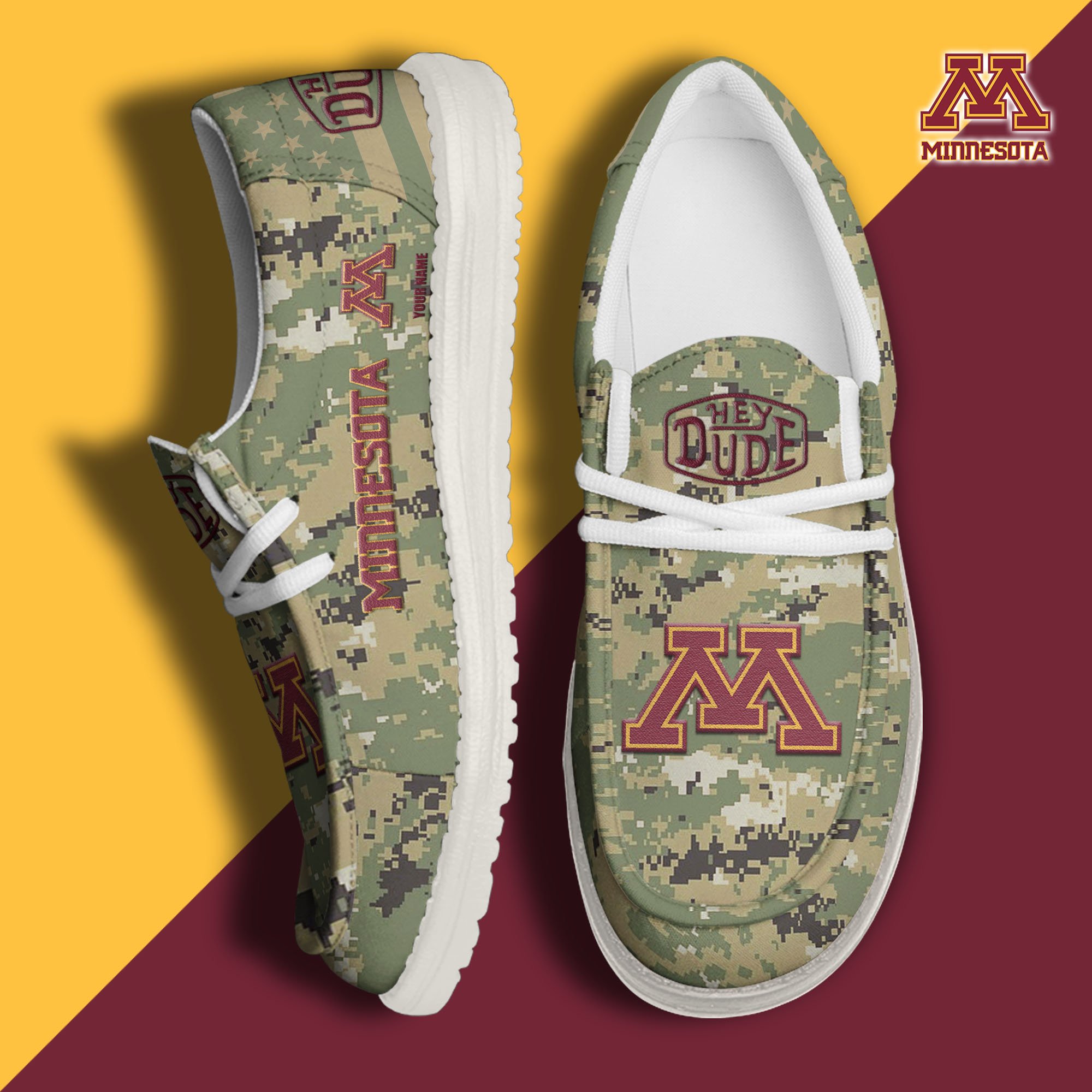 JWFancy Minnesota Golden Gophers Hey Dude Shoes Wally Men's Lace Up Loafers Comfortable For Men And Women