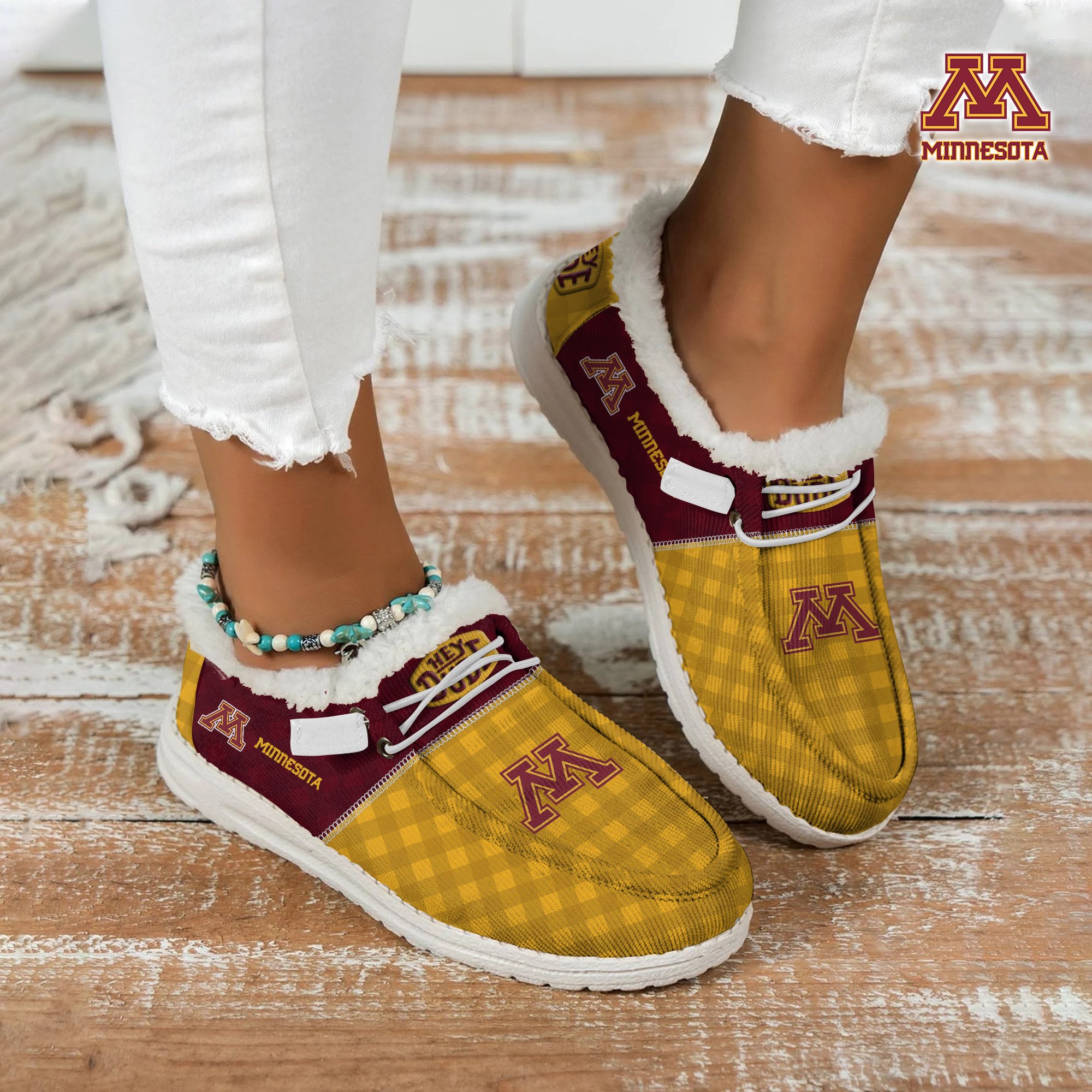 JWFancy Minnesota Golden Gophers Hey Dude Shoes Wally Men's Lace Up Loafers Comfortable For Men And Women