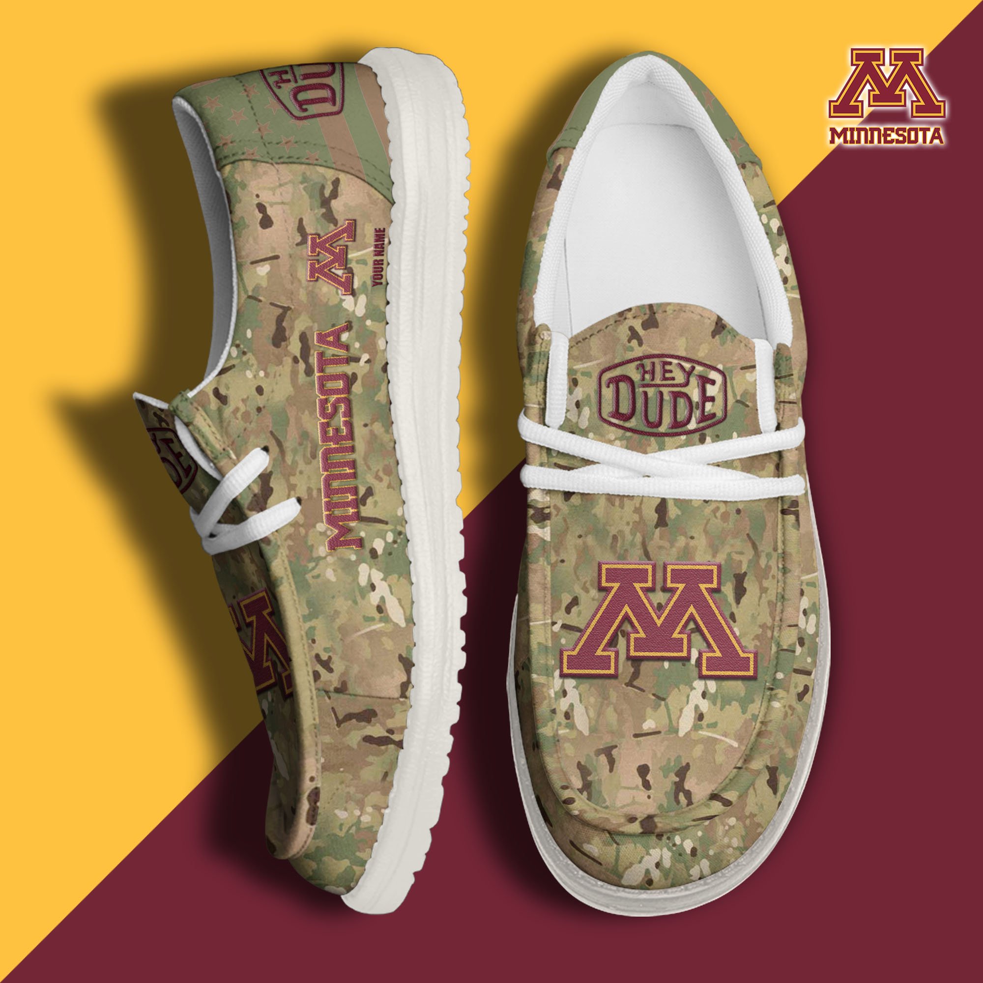 JWFancy Minnesota Golden Gophers Hey Dude Shoes Wally Men's Lace Up Loafers Comfortable For Men And Women