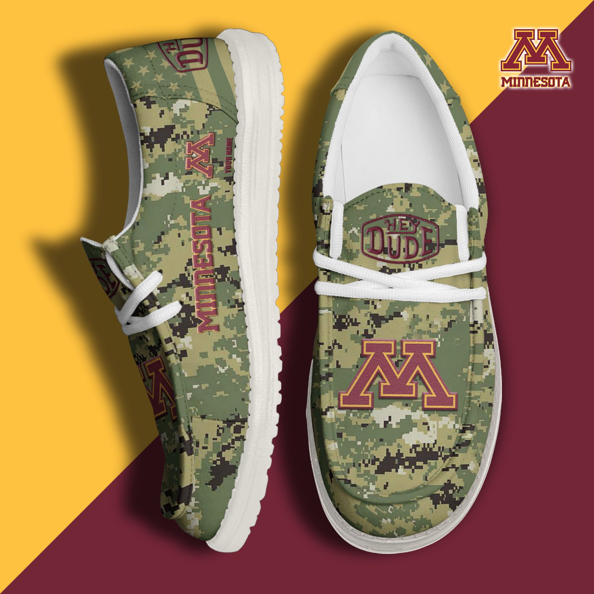 JWFancy Minnesota Golden Gophers Hey Dude Shoes Wally Men's Lace Up Loafers Comfortable For Men And Women