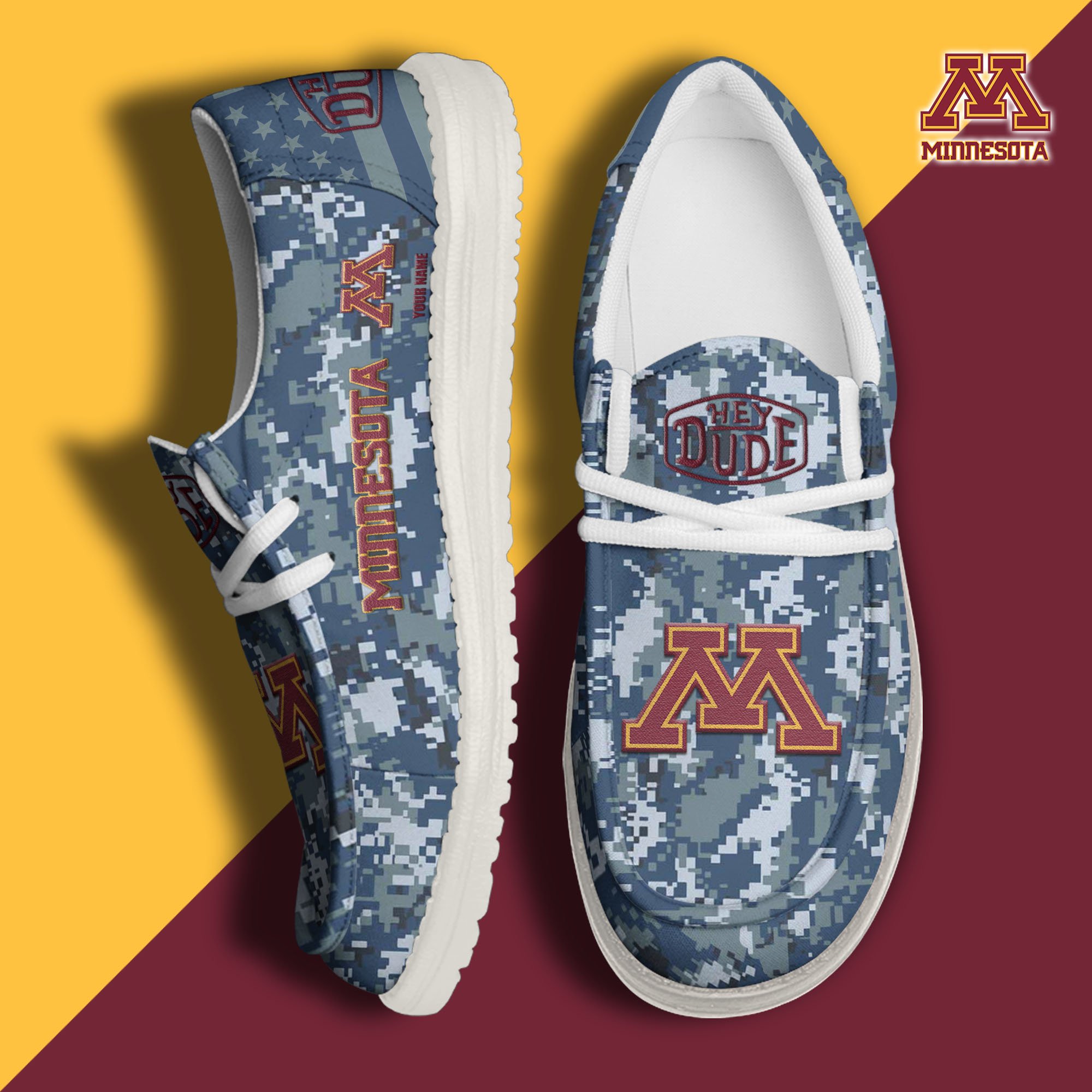 JWFancy Minnesota Golden Gophers Hey Dude Shoes Wally Men's Lace Up Loafers Comfortable For Men And Women