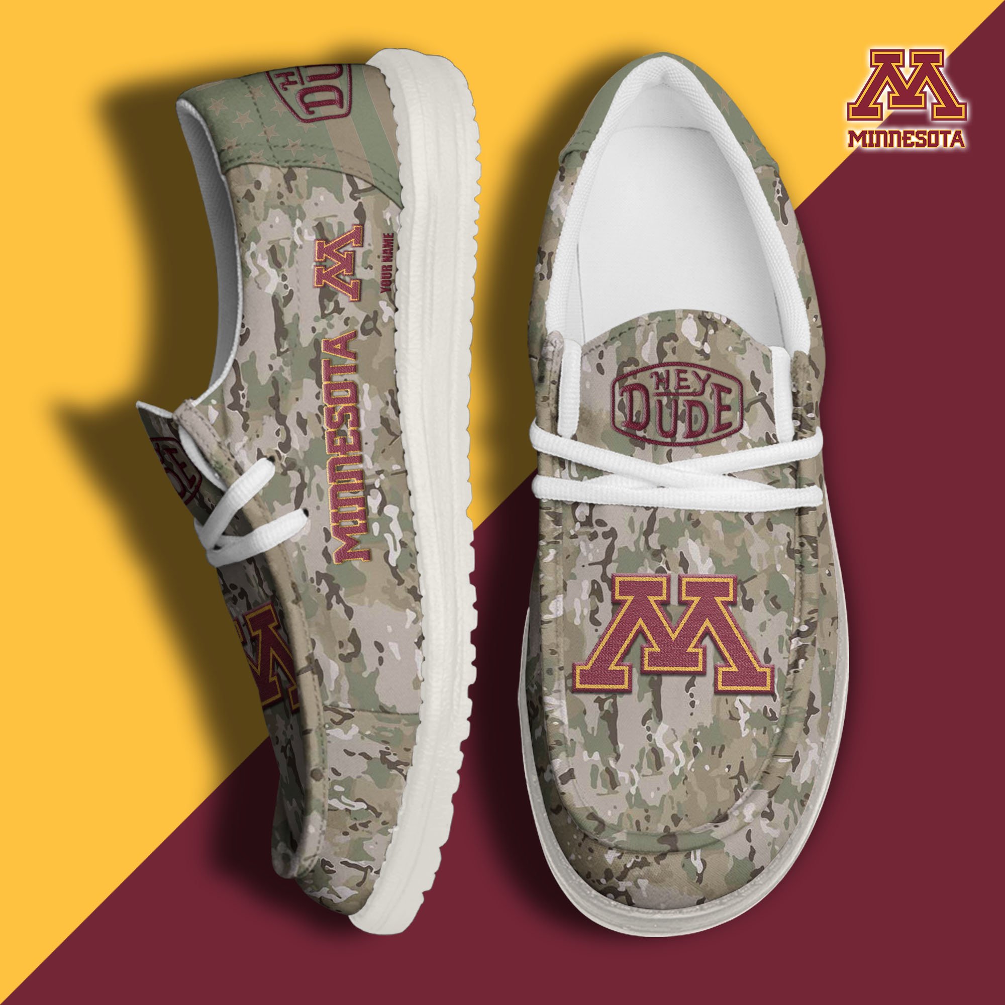 JWFancy Minnesota Golden Gophers Hey Dude Shoes Wally Men's Lace Up Loafers Comfortable For Men And Women