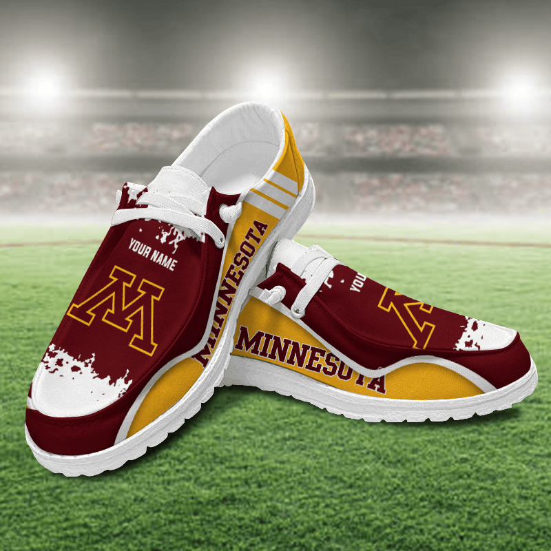 JWFancy Minnesota Golden Gophers Hey Dude Shoes Wally Men's Lace Up Loafers Comfortable For Men And Women