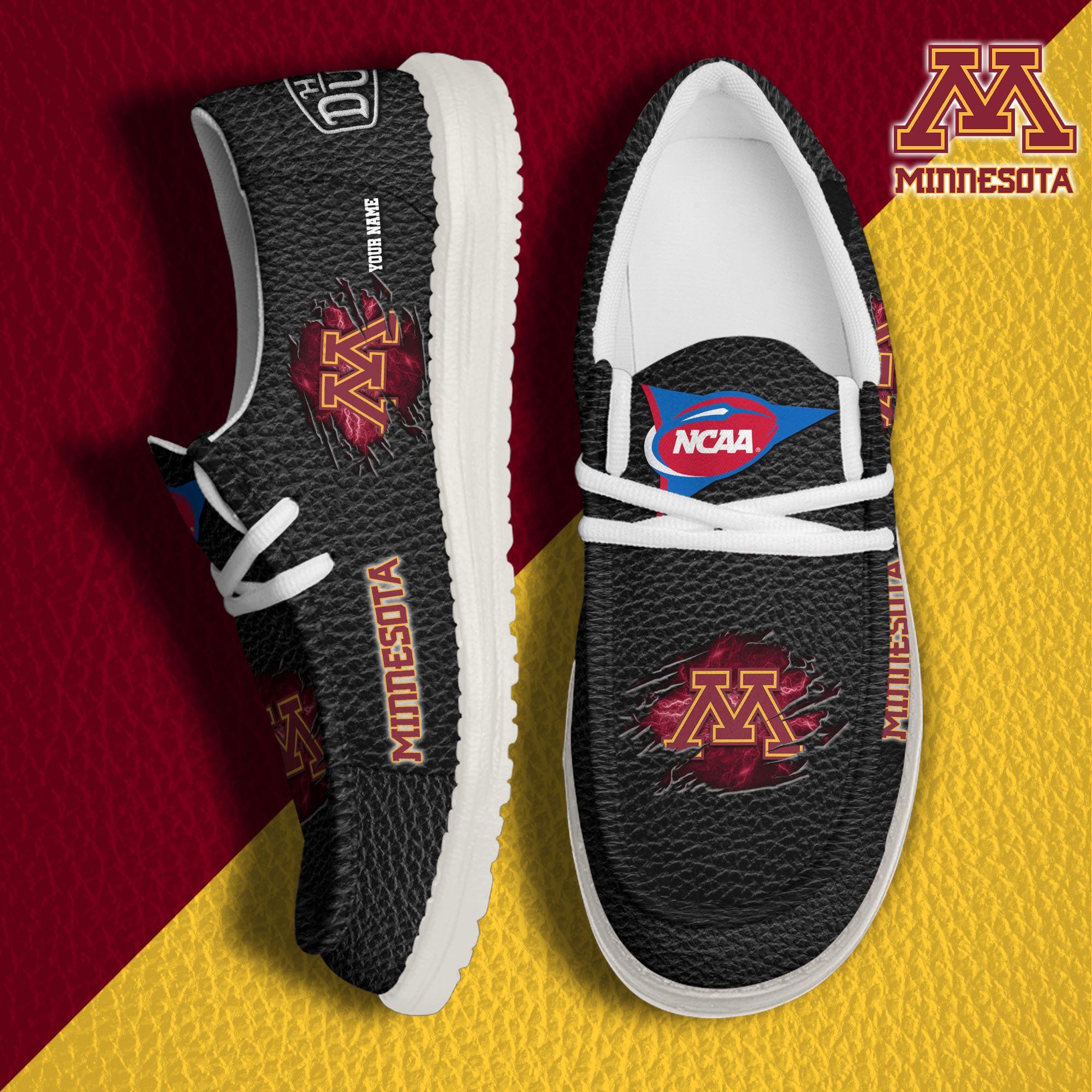 JWFancy Minnesota Golden Gophers Hey Dude Shoes Wally Men's Lace Up Loafers Comfortable For Men And Women