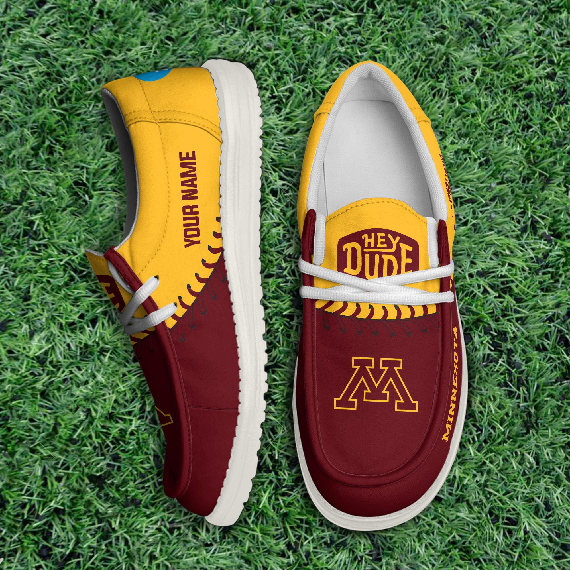JWFancy Minnesota Golden Gophers Hey Dude Shoes Wally Men's Lace Up Loafers Comfortable For Men And Women