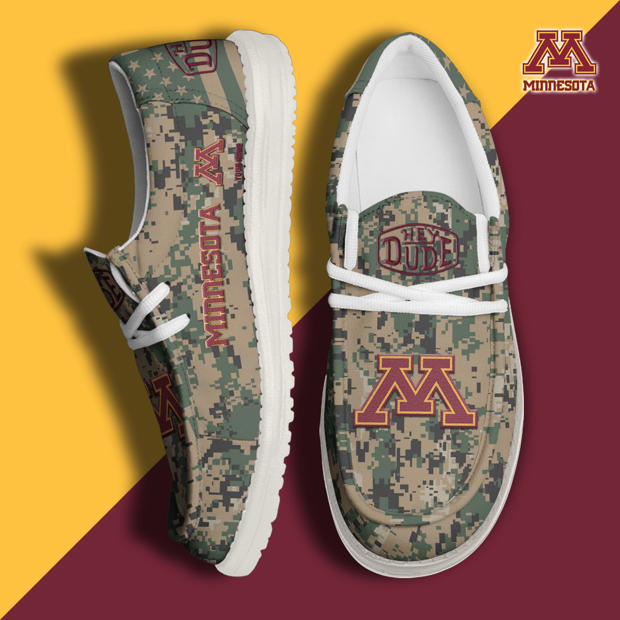 JWFancy Minnesota Golden Gophers Hey Dude Shoes Wally Men's Lace Up Loafers Comfortable For Men And Women