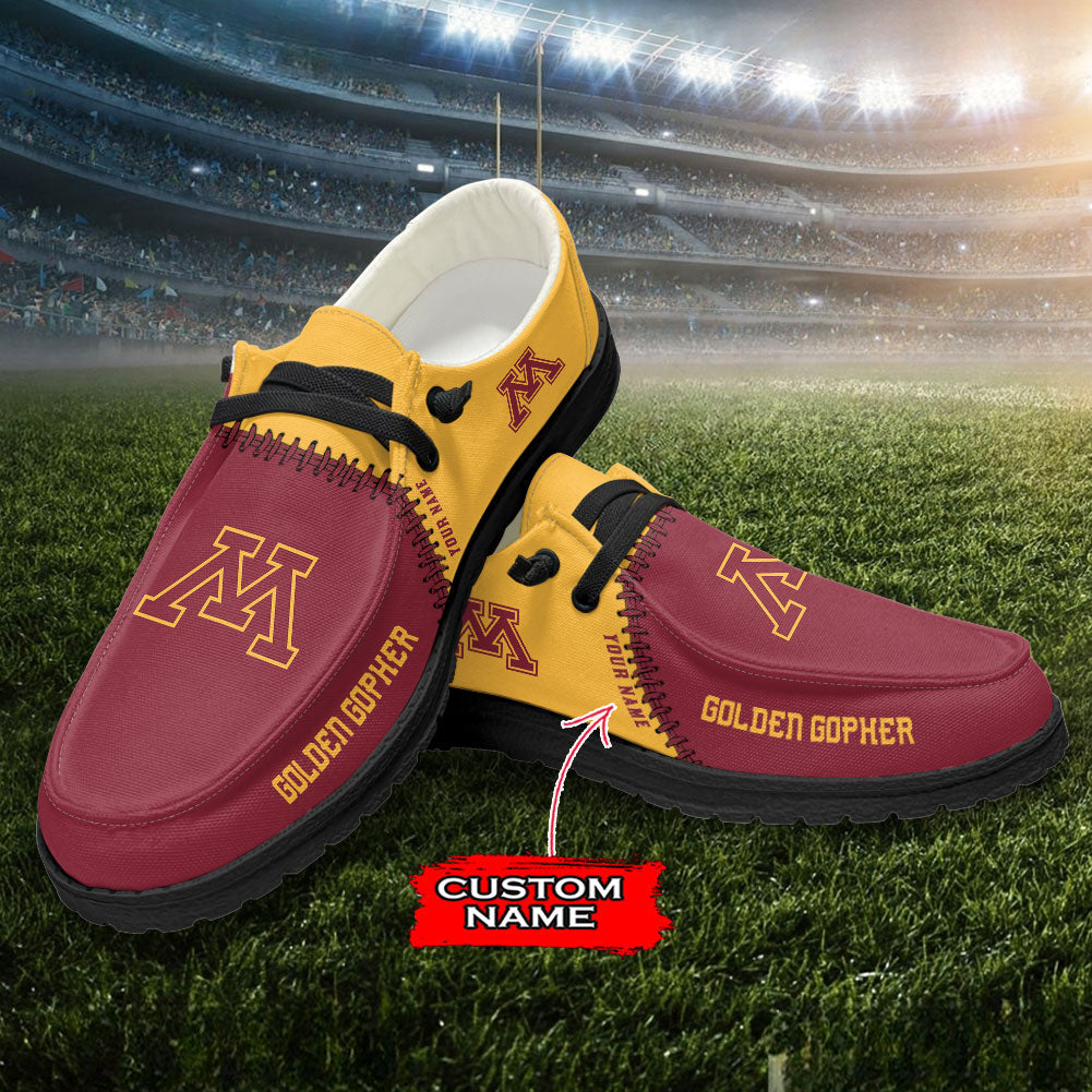 JWFancy Minnesota Golden Gophers Hey Dude Shoes Wally Men's Lace Up Loafers Comfortable For Men And Women