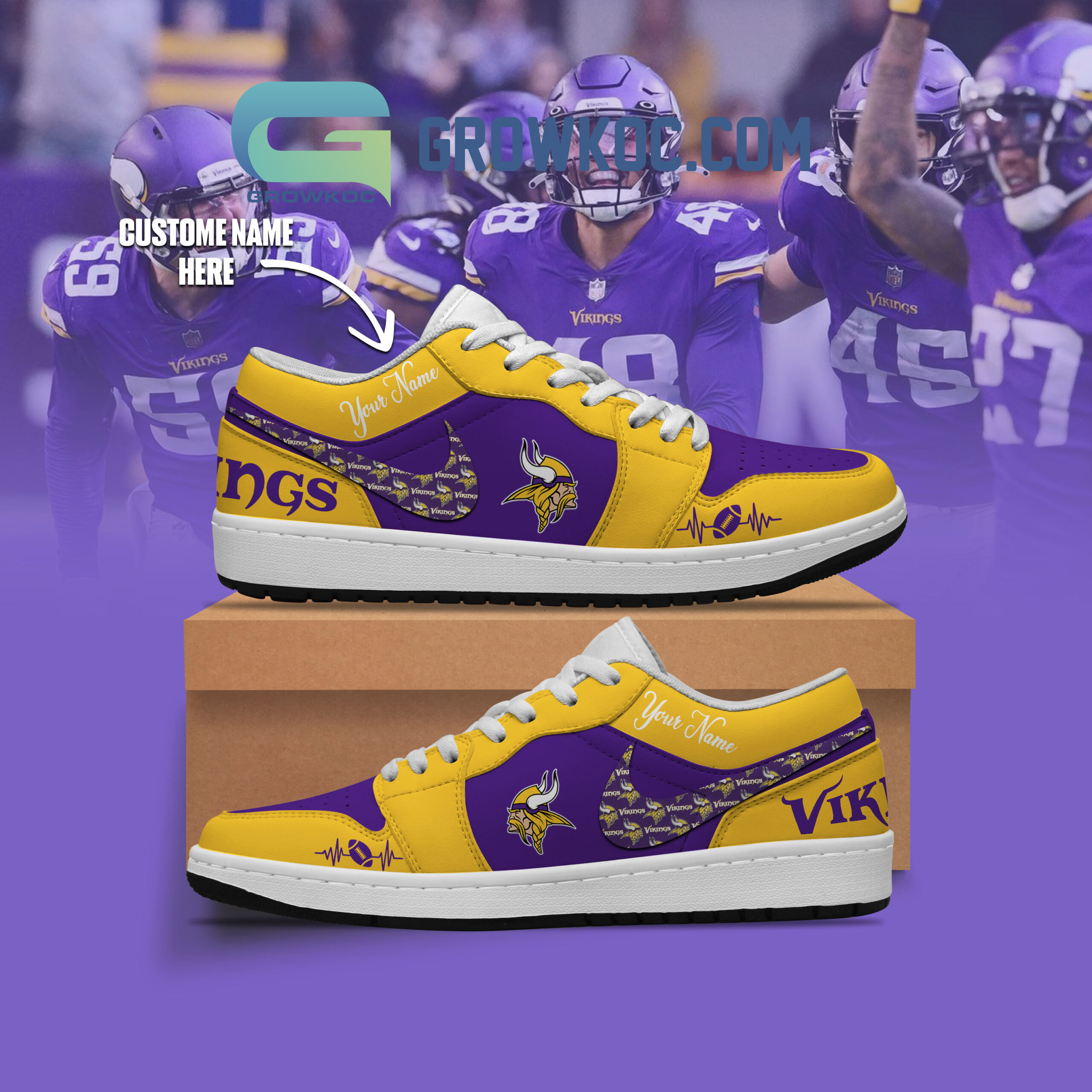 JWFancy Minnesota Vikings AJ1 Low Sneakers Shoes For Men And Women