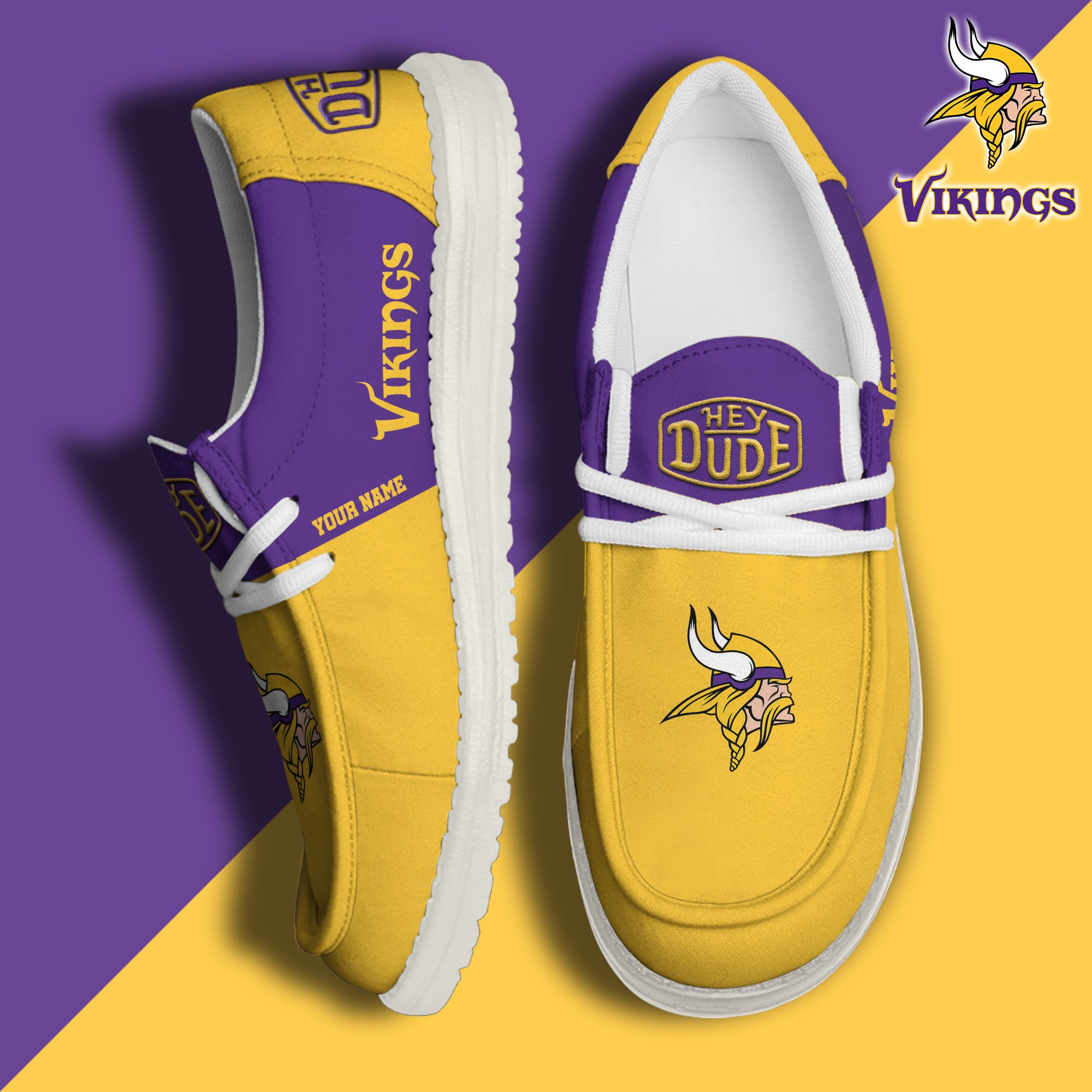 JWFancy Minnesota Vikings – Custom Name Hey Dude