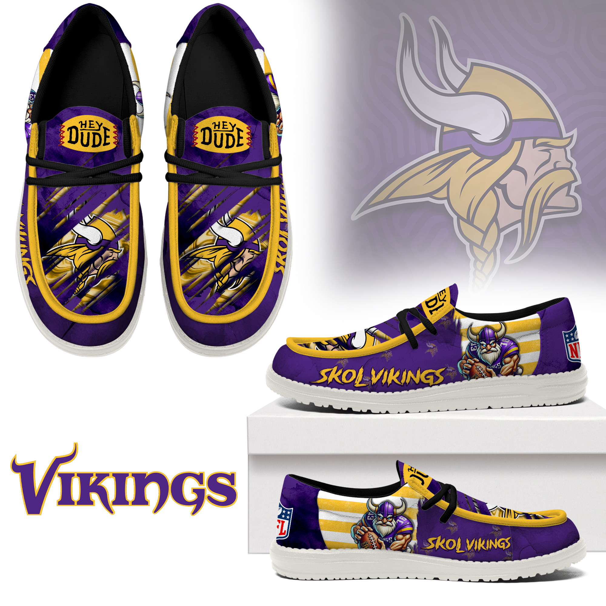 JWFancy Minnesota Vikings – Custom Name Hey Dude