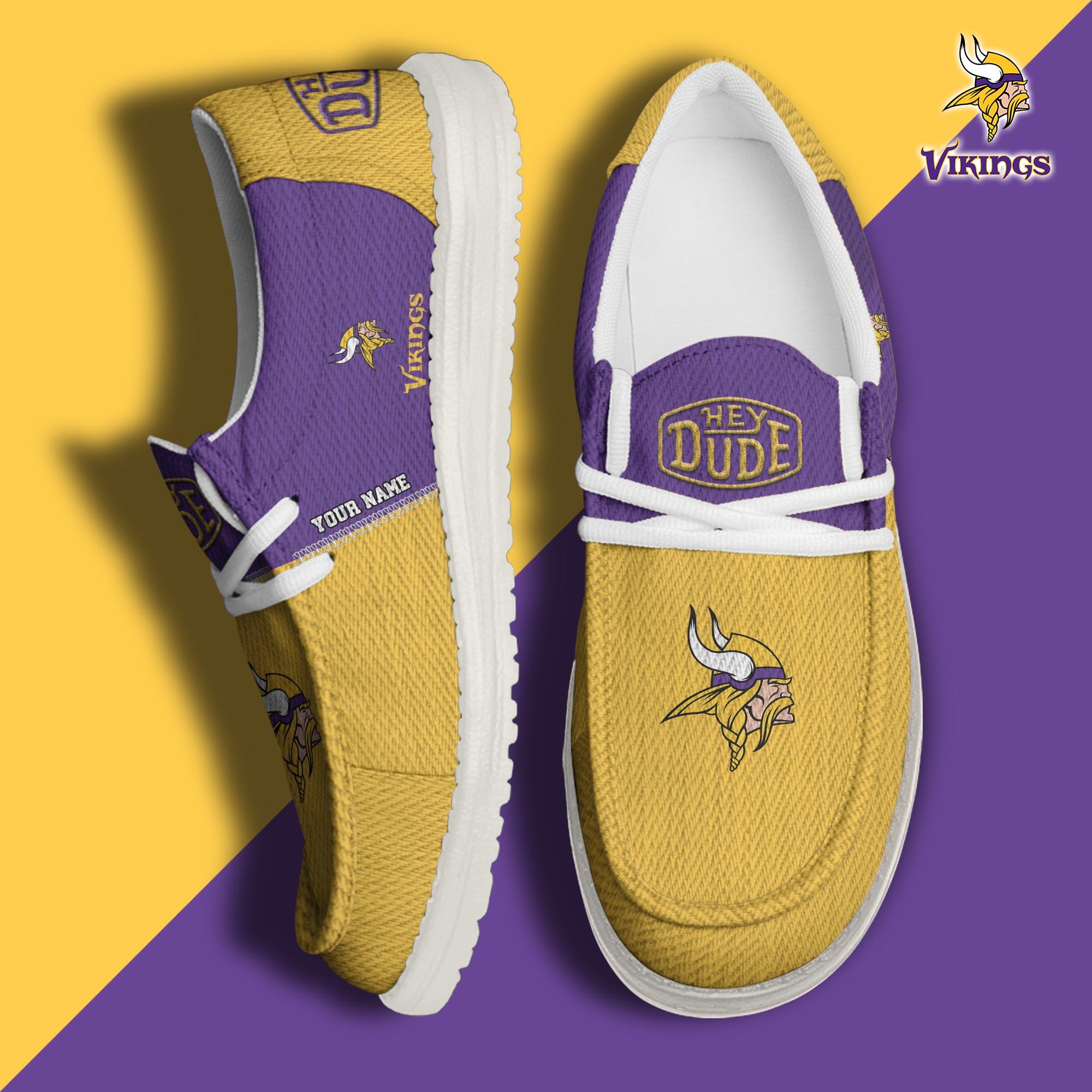 JWFancy Minnesota Vikings Hey Dude Shoes Wally Men's Lace Up Loafers Comfortable For Men And Women