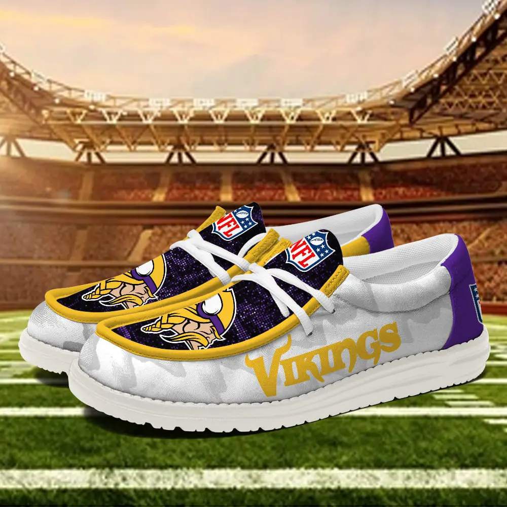 JWFancy Minnesota Vikings Hey Dude Shoes Wally Men's Lace Up Loafers Comfortable For Men And Women