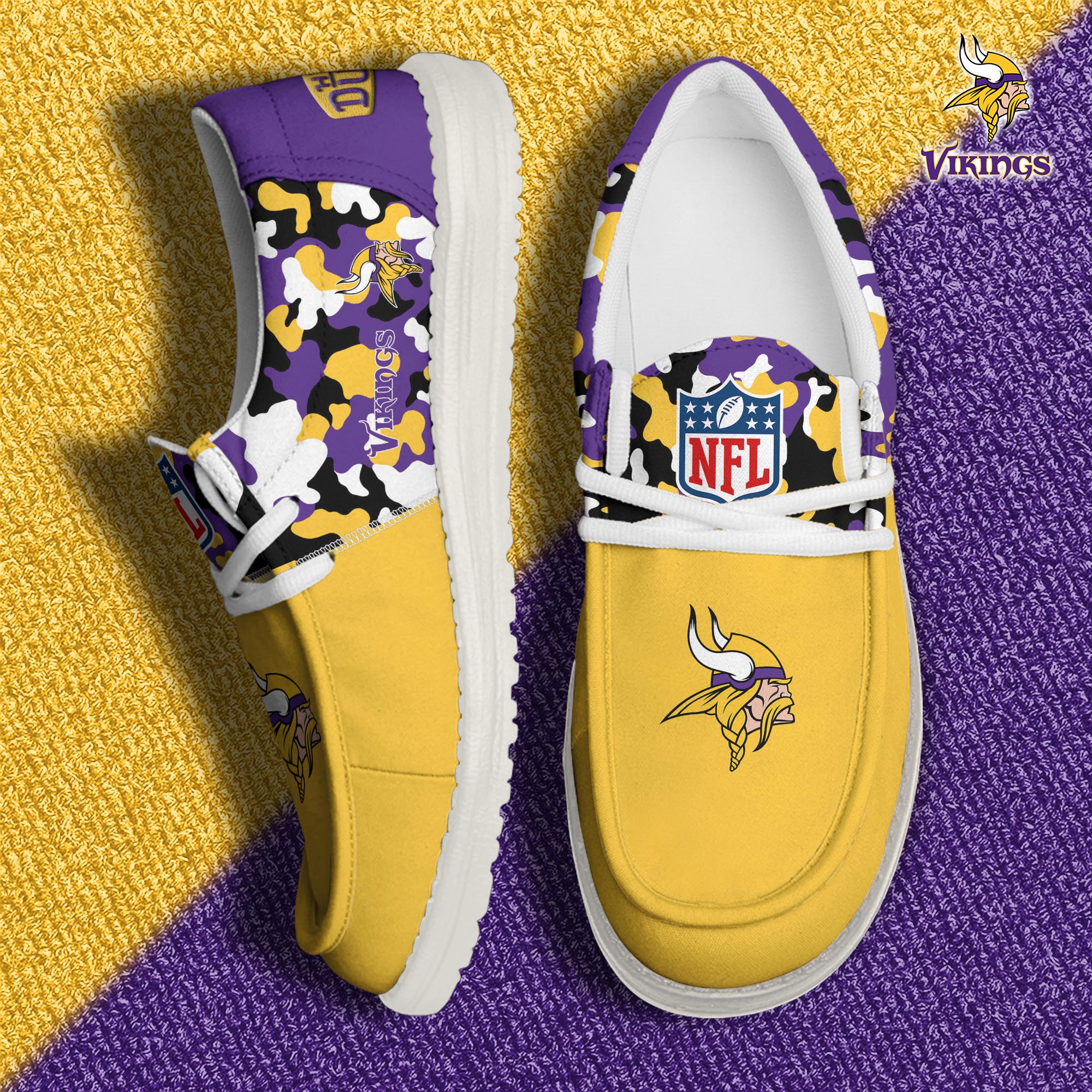 JWFancy Minnesota Vikings Hey Dude Shoes Wally Men's Lace Up Loafers Comfortable For Men And Women