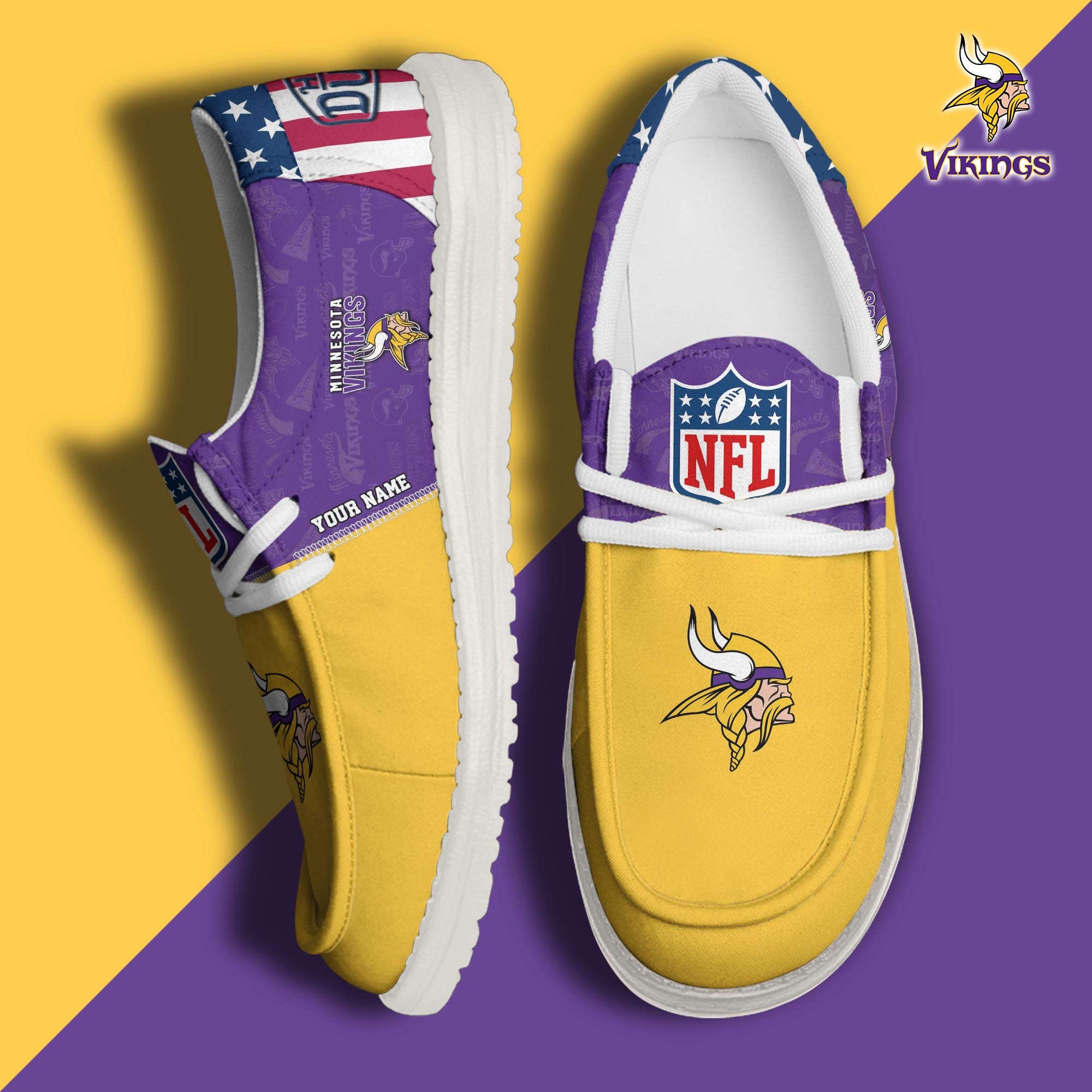 JWFancy Minnesota Vikings Hey Dude Shoes Wally Men's Lace Up Loafers Comfortable For Men And Women