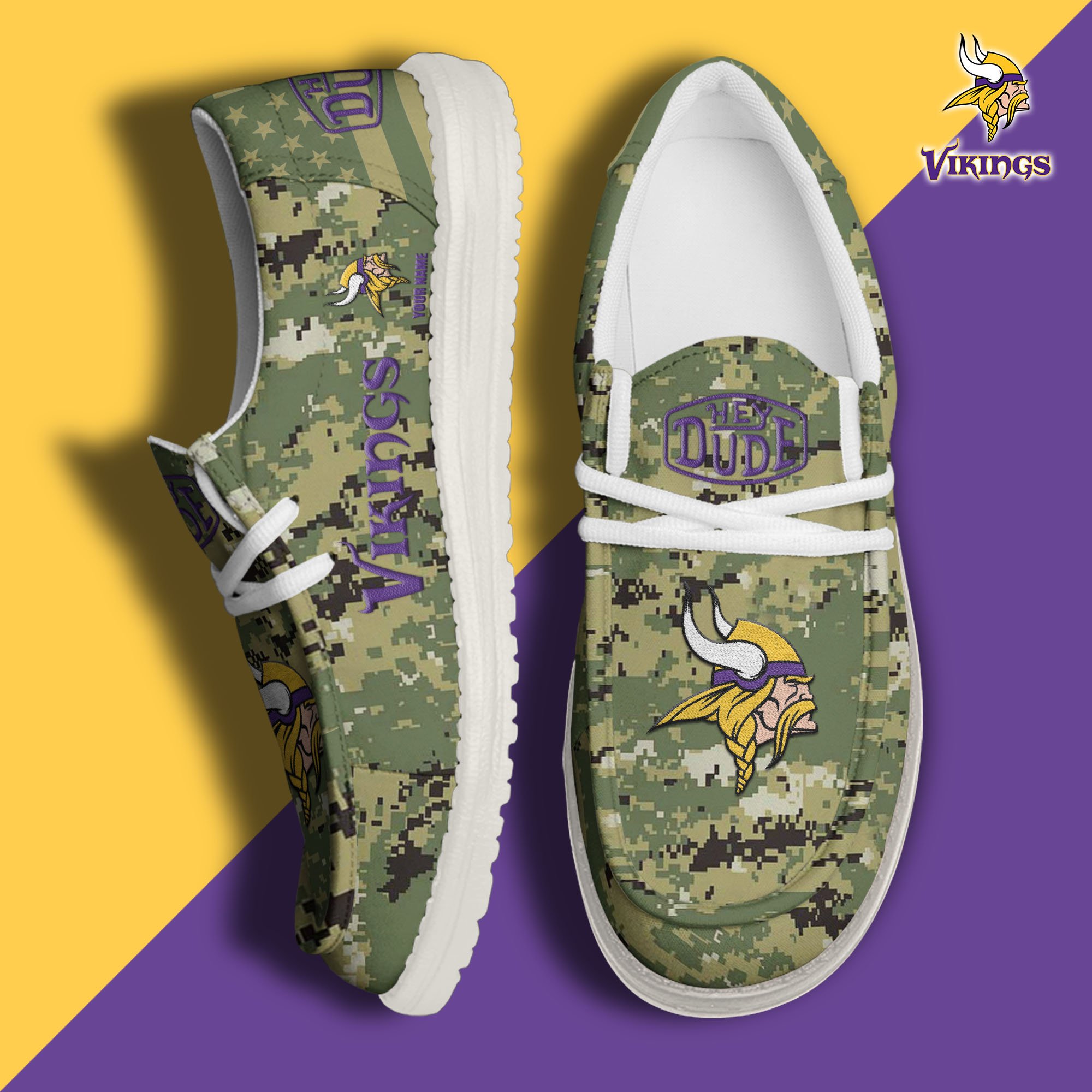 JWFancy Minnesota Vikings Hey Dude Shoes Wally Men's Lace Up Loafers Comfortable For Men And Women
