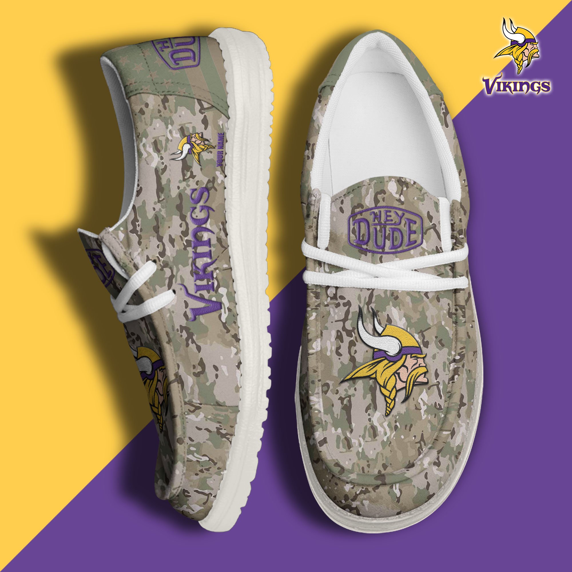 JWFancy Minnesota Vikings Hey Dude Shoes Wally Men's Lace Up Loafers Comfortable For Men And Women
