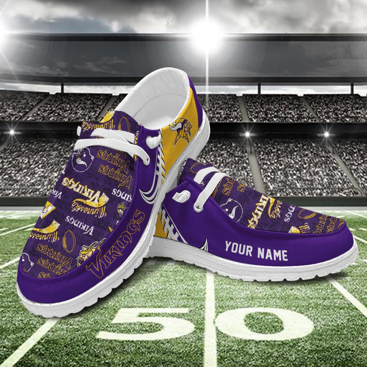 JWFancy Minnesota Vikings Hey Dude Shoes Wally Men's Lace Up Loafers Comfortable For Men And Women