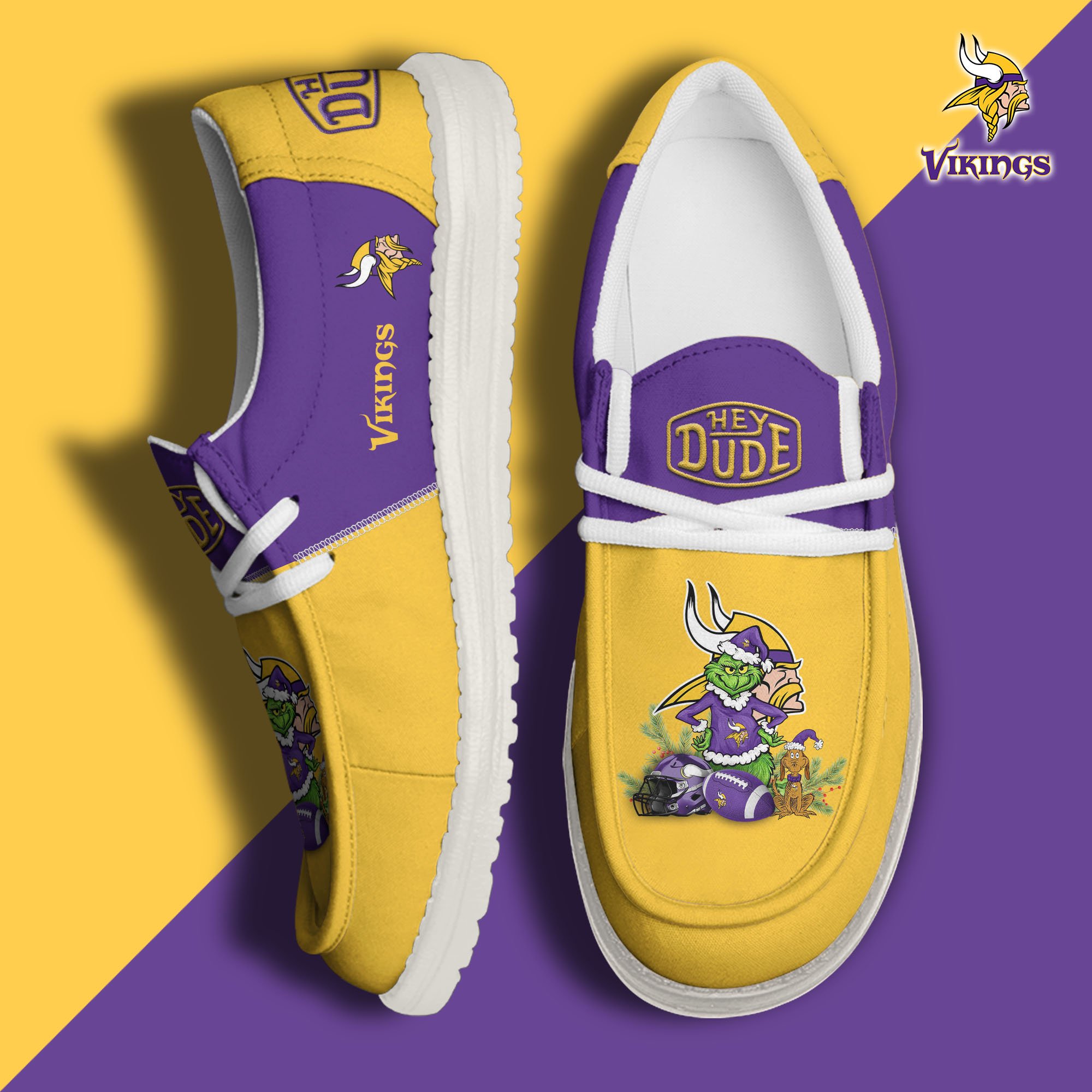JWFancy Minnesota Vikings Hey Dude Shoes Wally Men's Lace Up Loafers Comfortable For Men And Women