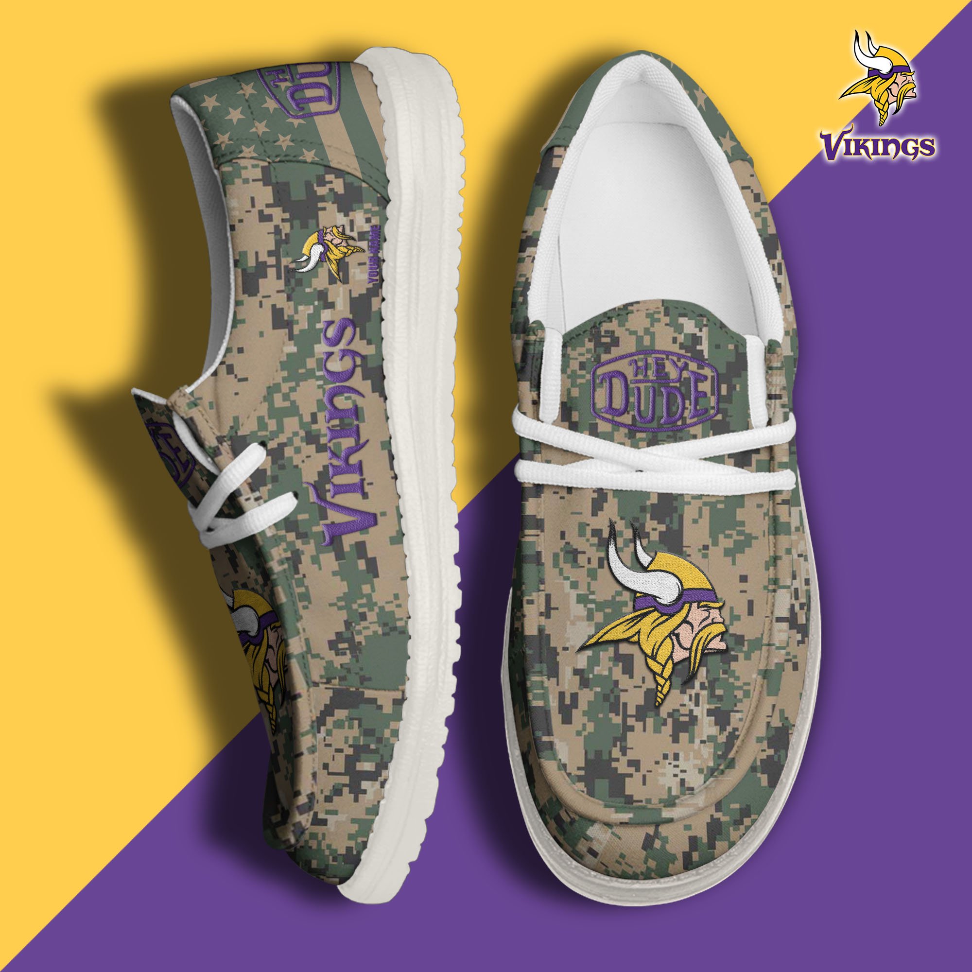 JWFancy Minnesota Vikings Hey Dude Shoes Wally Men's Lace Up Loafers Comfortable For Men And Women