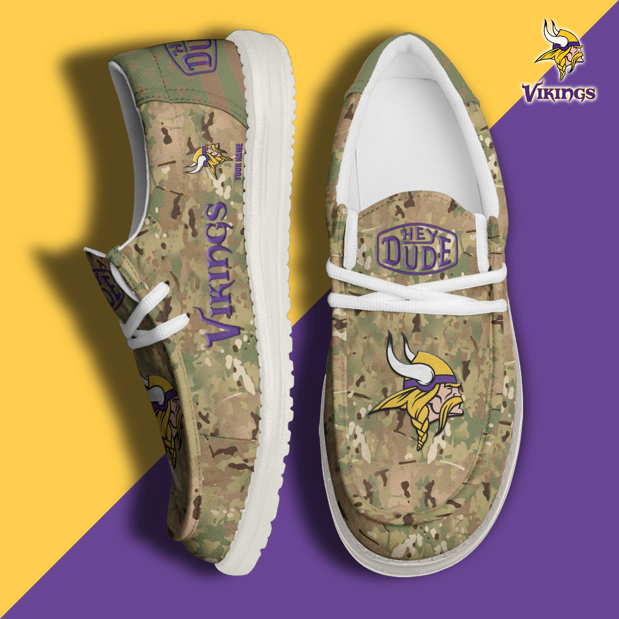 JWFancy Minnesota Vikings Hey Dude Shoes Wally Men's Lace Up Loafers Comfortable For Men And Women