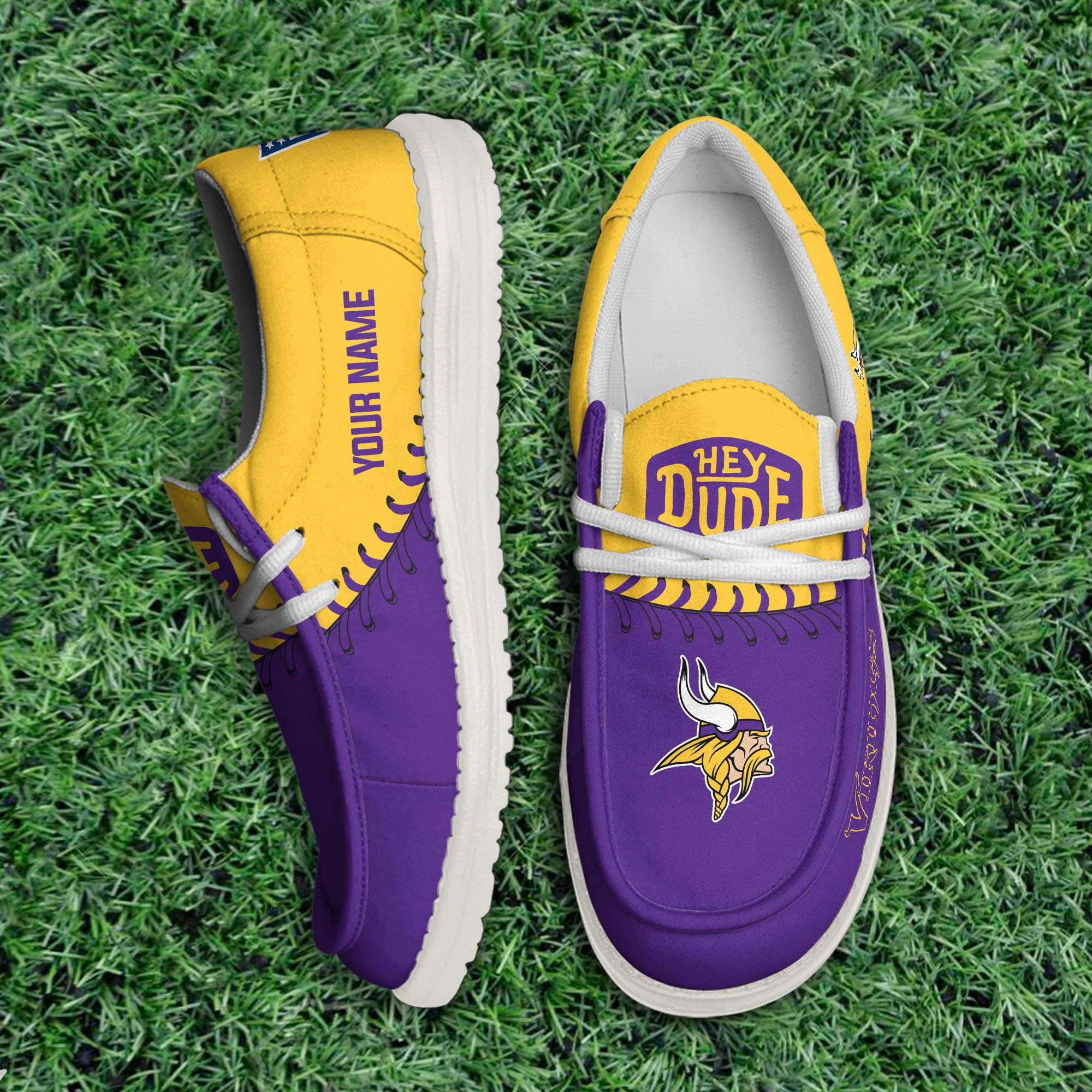 JWFancy Minnesota Vikings Hey Dude Shoes Wally Men's Lace Up Loafers Comfortable For Men And Women
