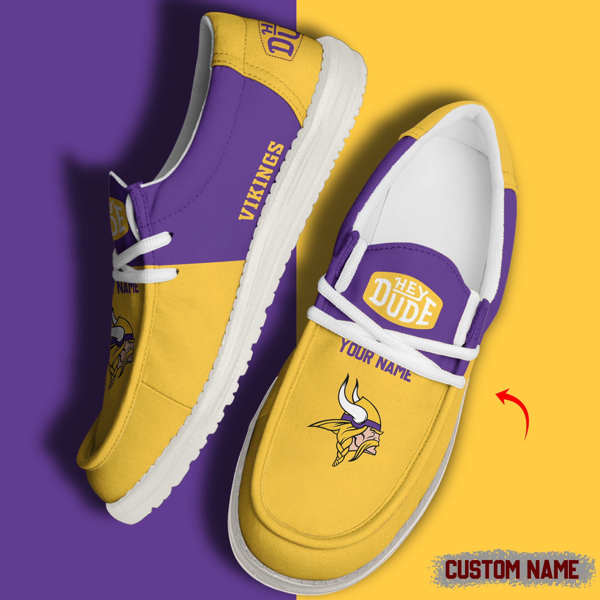 JWFancy Minnesota Vikings Hey Dude Shoes Wally Men's Lace Up Loafers Comfortable For Men And Women