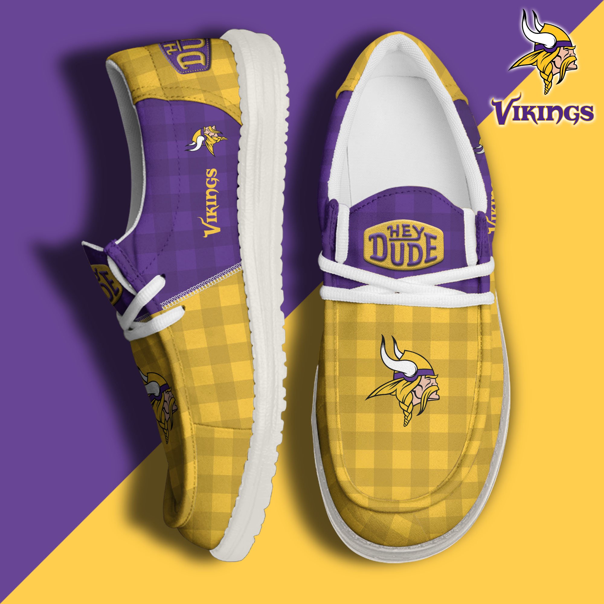 JWFancy Minnesota Vikings Hey Dude Shoes Wally Men's Lace Up Loafers Comfortable For Men And Women