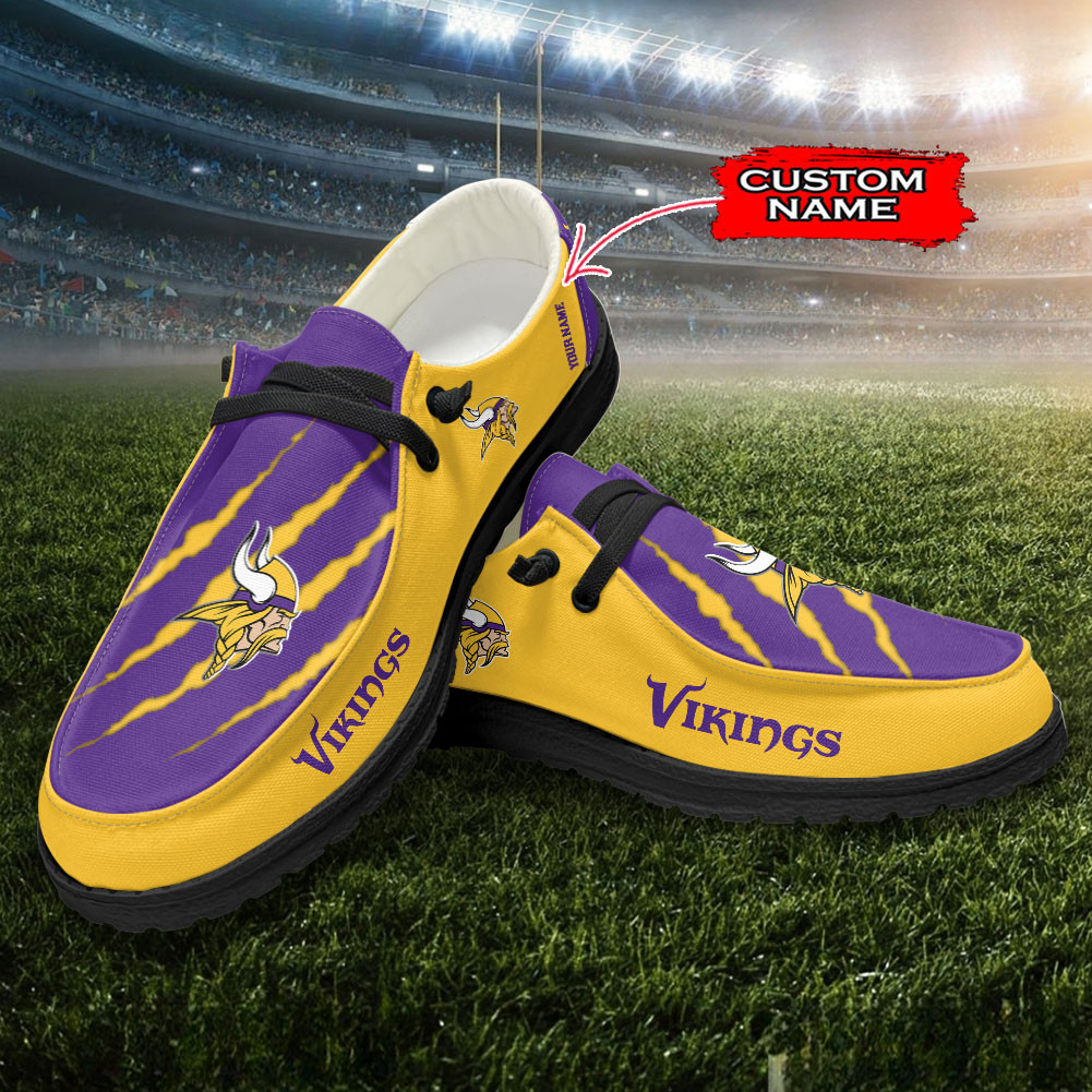 JWFancy Minnesota Vikings Hey Dude Shoes Wally Men's Lace Up Loafers Comfortable For Men And Women