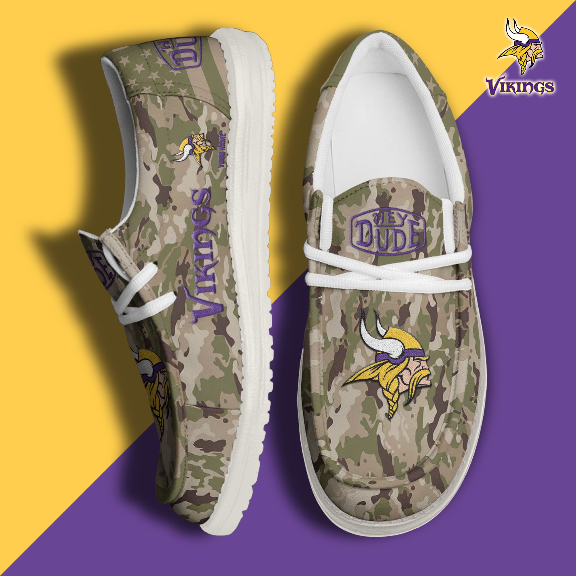 JWFancy Minnesota Vikings Hey Dude Shoes Wally Men's Lace Up Loafers Comfortable For Men And Women