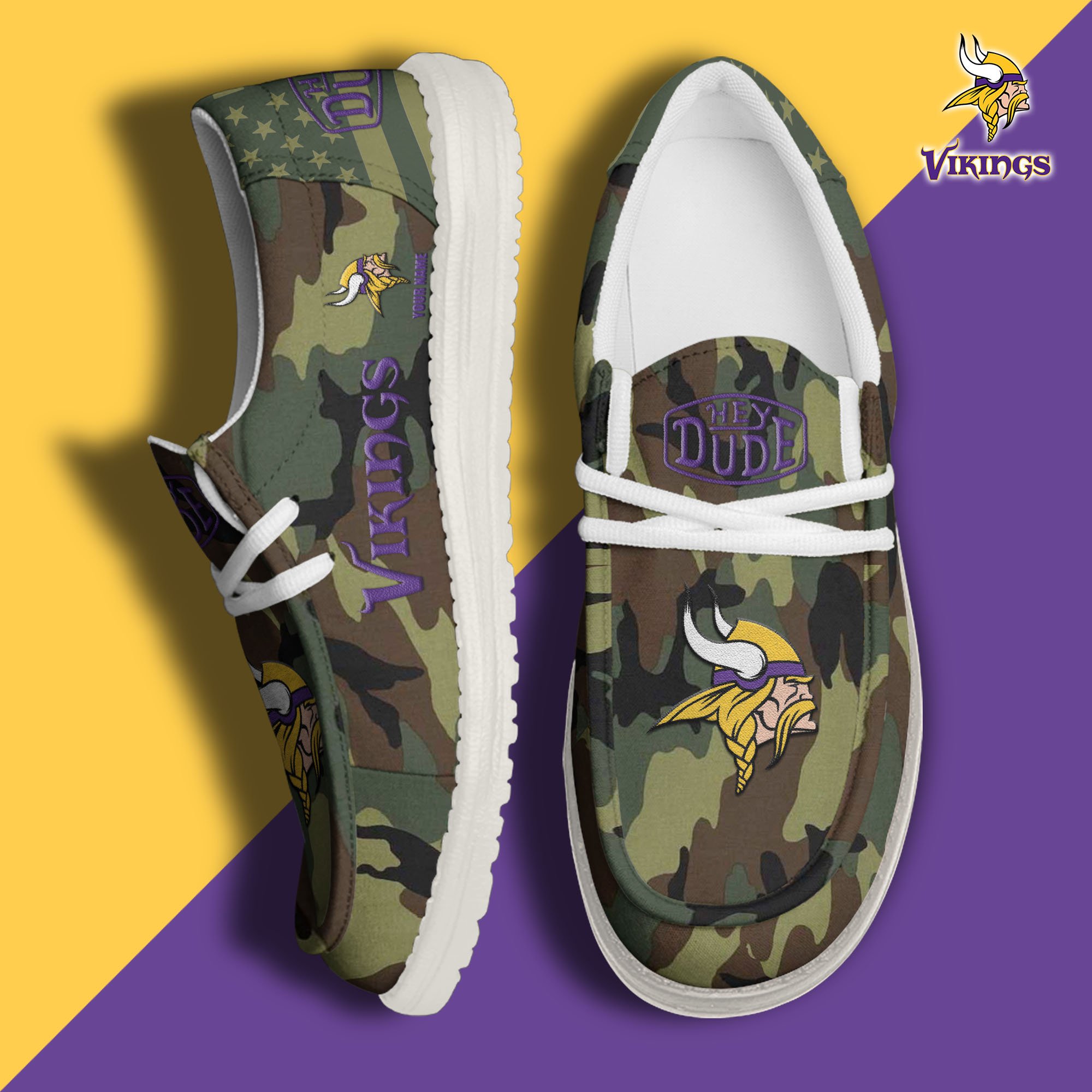 JWFancy Minnesota Vikings Hey Dude Shoes Wally Men's Lace Up Loafers Comfortable For Men And Women
