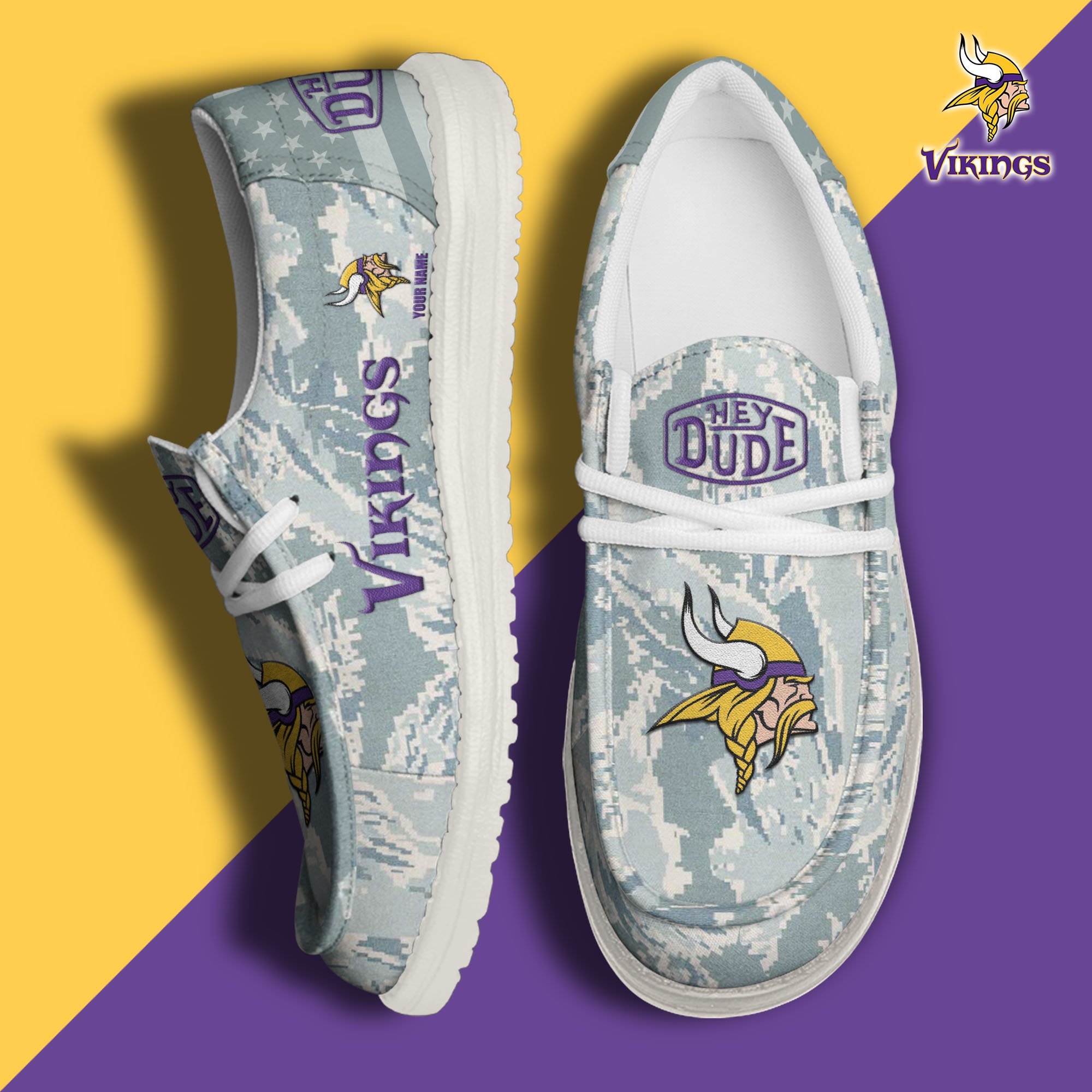 JWFancy Minnesota Vikings Hey Dude Shoes Wally Men's Lace Up Loafers Comfortable For Men And Women