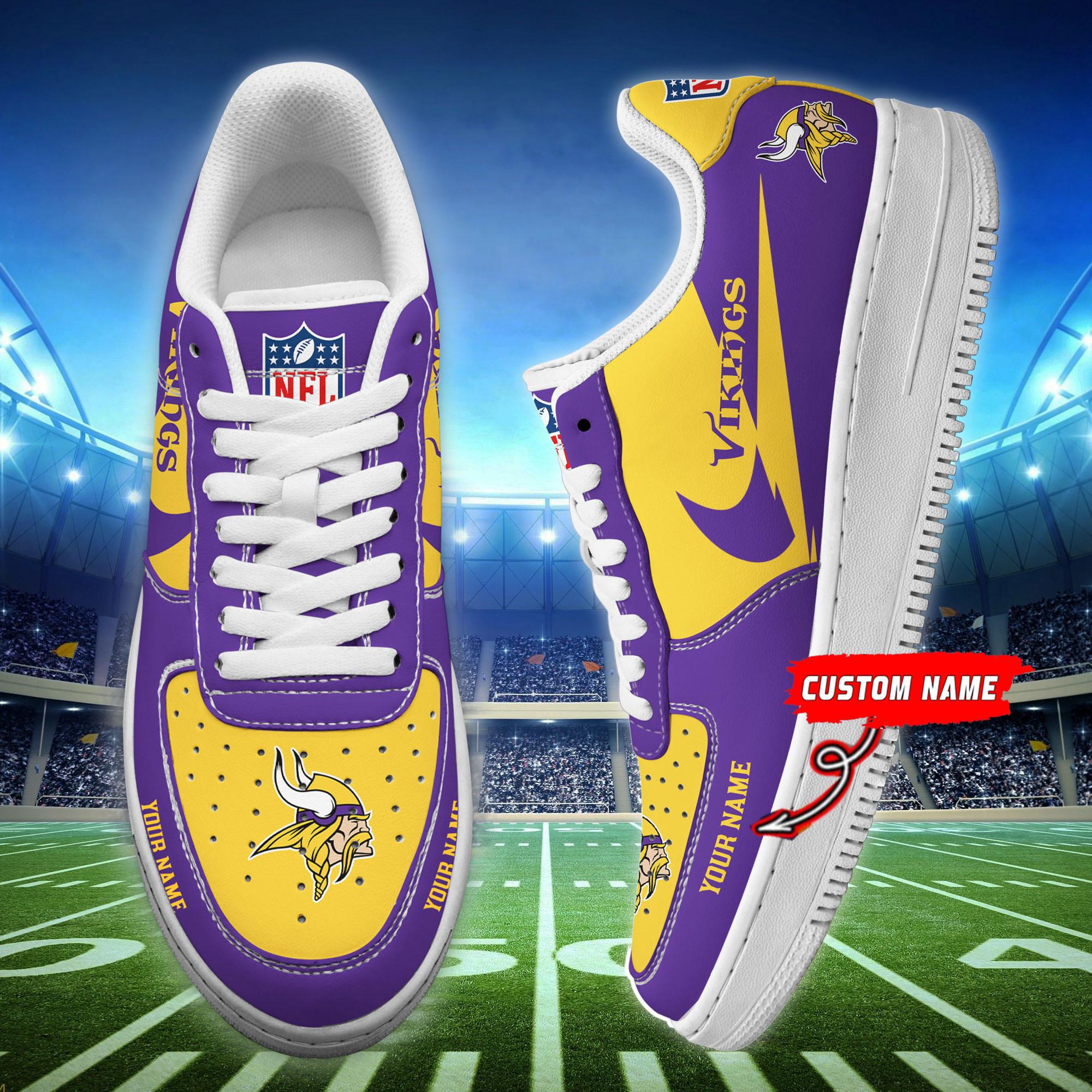 JWFancy Minnesota Vikings NFL Air Low-Top Sneakers Shoes For Men And Women