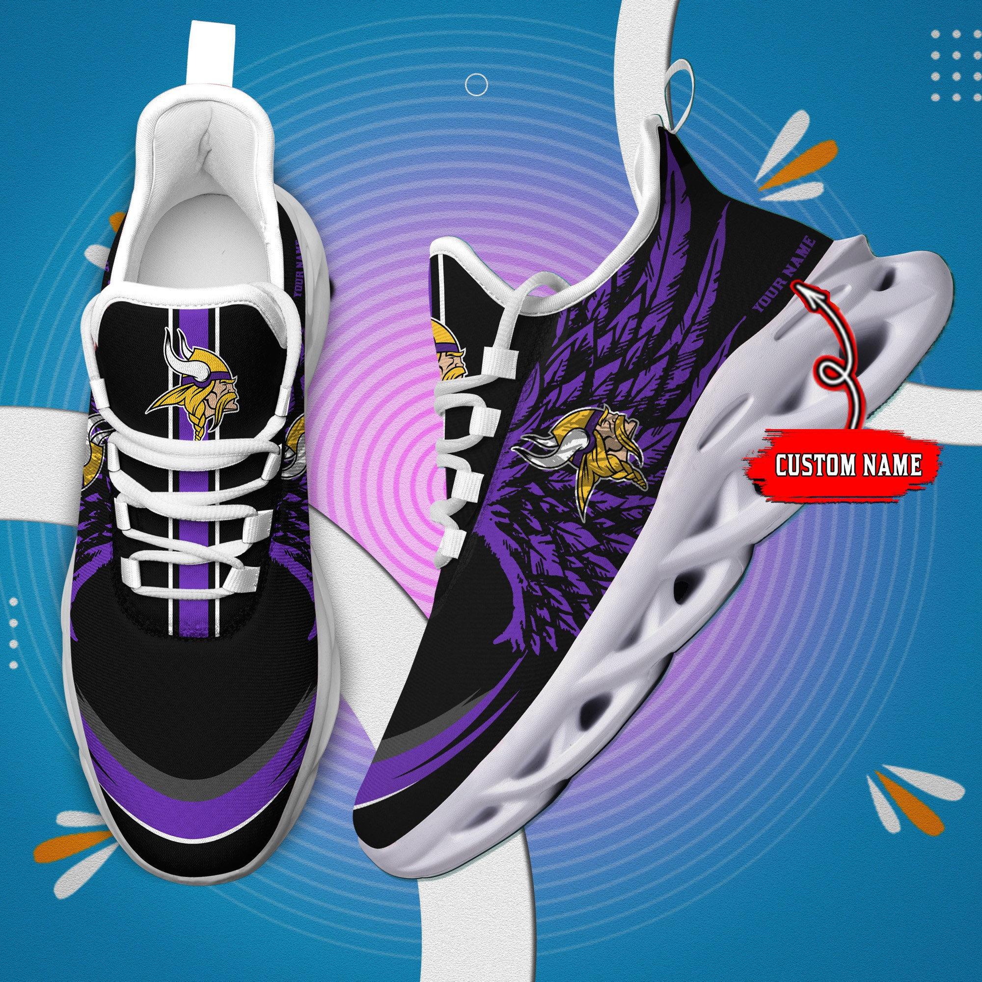 JWFancy Minnesota Vikings NFL Max Soul Shoes Sneakers For Men And Women