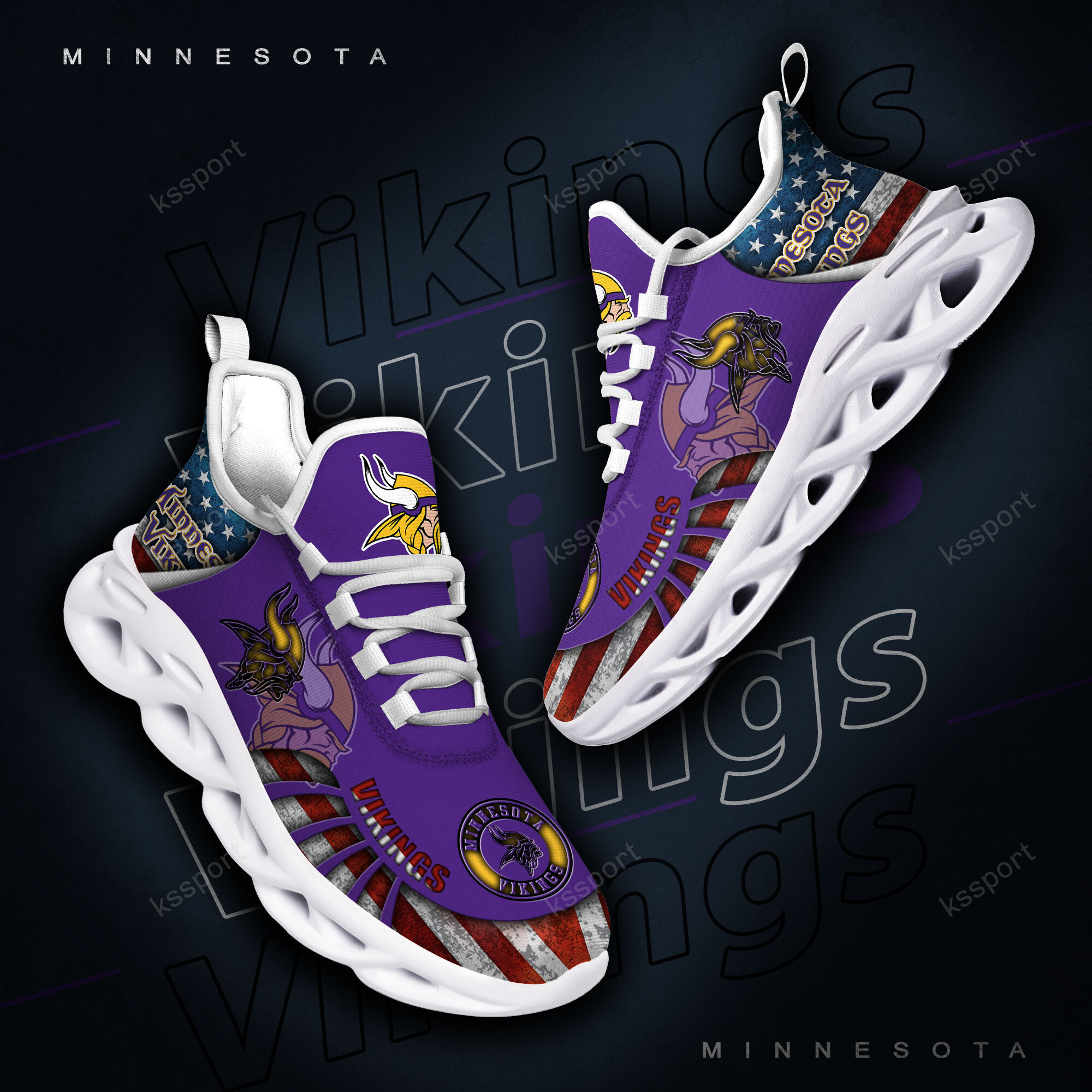 JWFancy Minnesota Vikings NFL Max Soul Shoes Sneakers For Men And Women