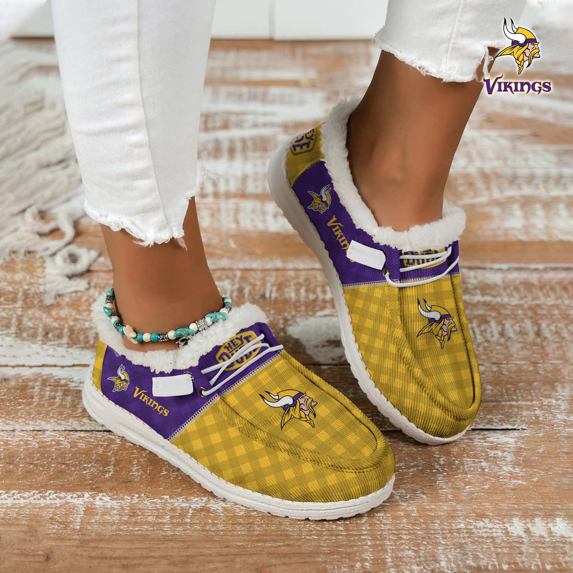JWFancy Minnesota Vikings Personalized Hey Dude With Warm Fur Lining Shoes For Men And Women