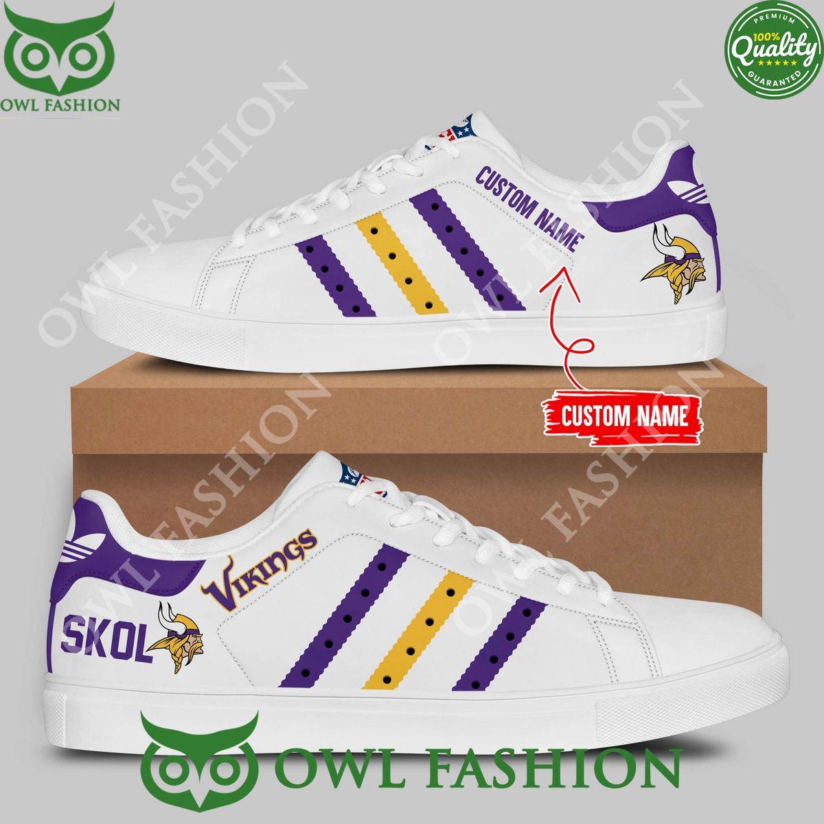 JWFancy Minnesota Vikings Skate Stan Shoes Sneakes For Men And Women