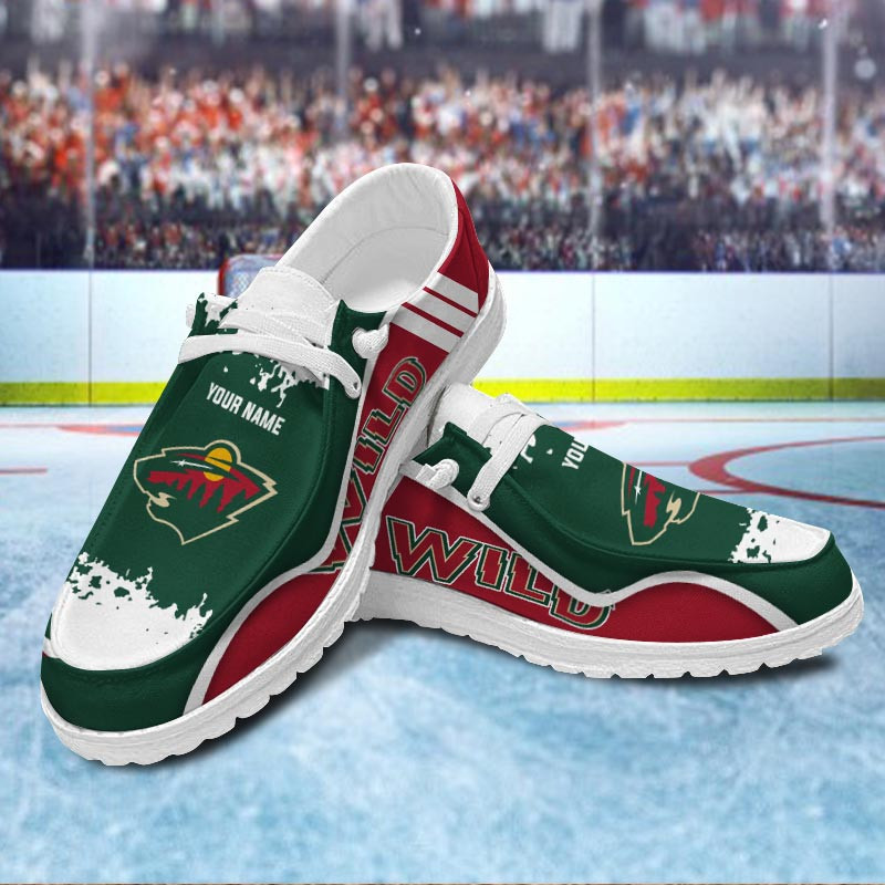 JWFancy Minnesota Wild Hey Dude Shoes Wally Men's Lace Up Loafers Comfortable For Men And Women
