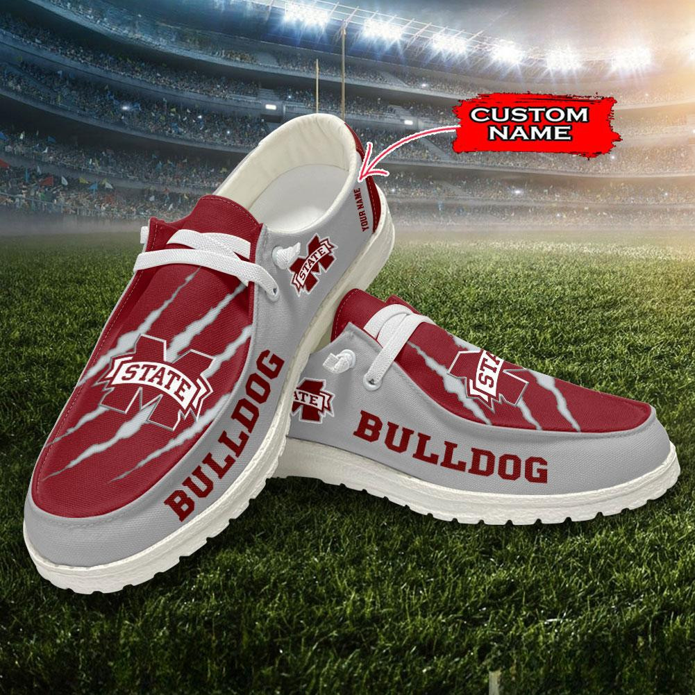 JWFancy Mississippi State Bulldogs Hey Dude Shoes Wally Men's Lace Up Loafers Comfortable For Men And Women