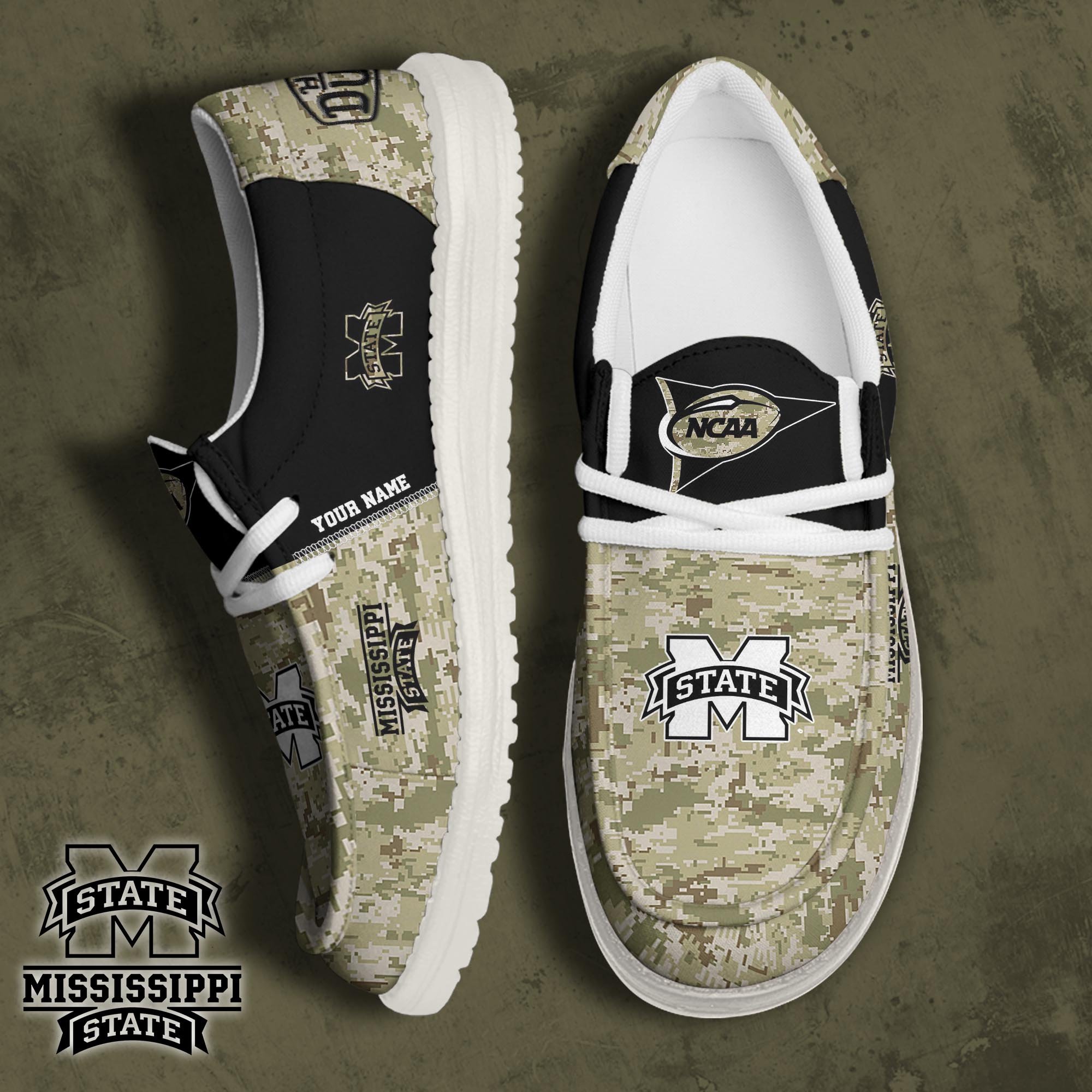 JWFancy Mississippi State Bulldogs Hey Dude Shoes Wally Men's Lace Up Loafers Comfortable For Men And Women