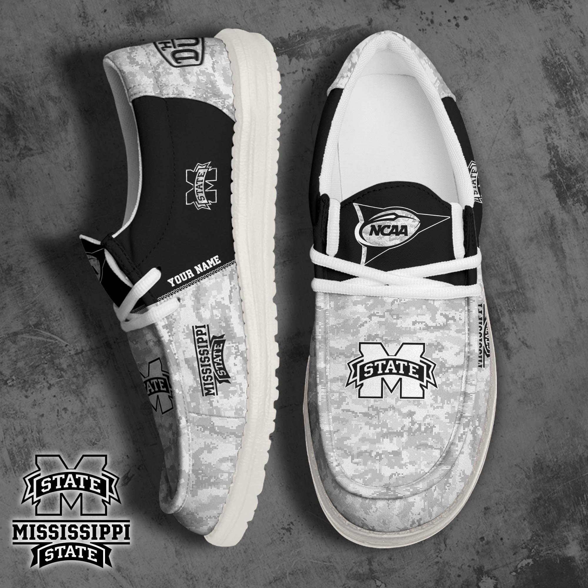 JWFancy Mississippi State Bulldogs Hey Dude Shoes Wally Men's Lace Up Loafers Comfortable For Men And Women