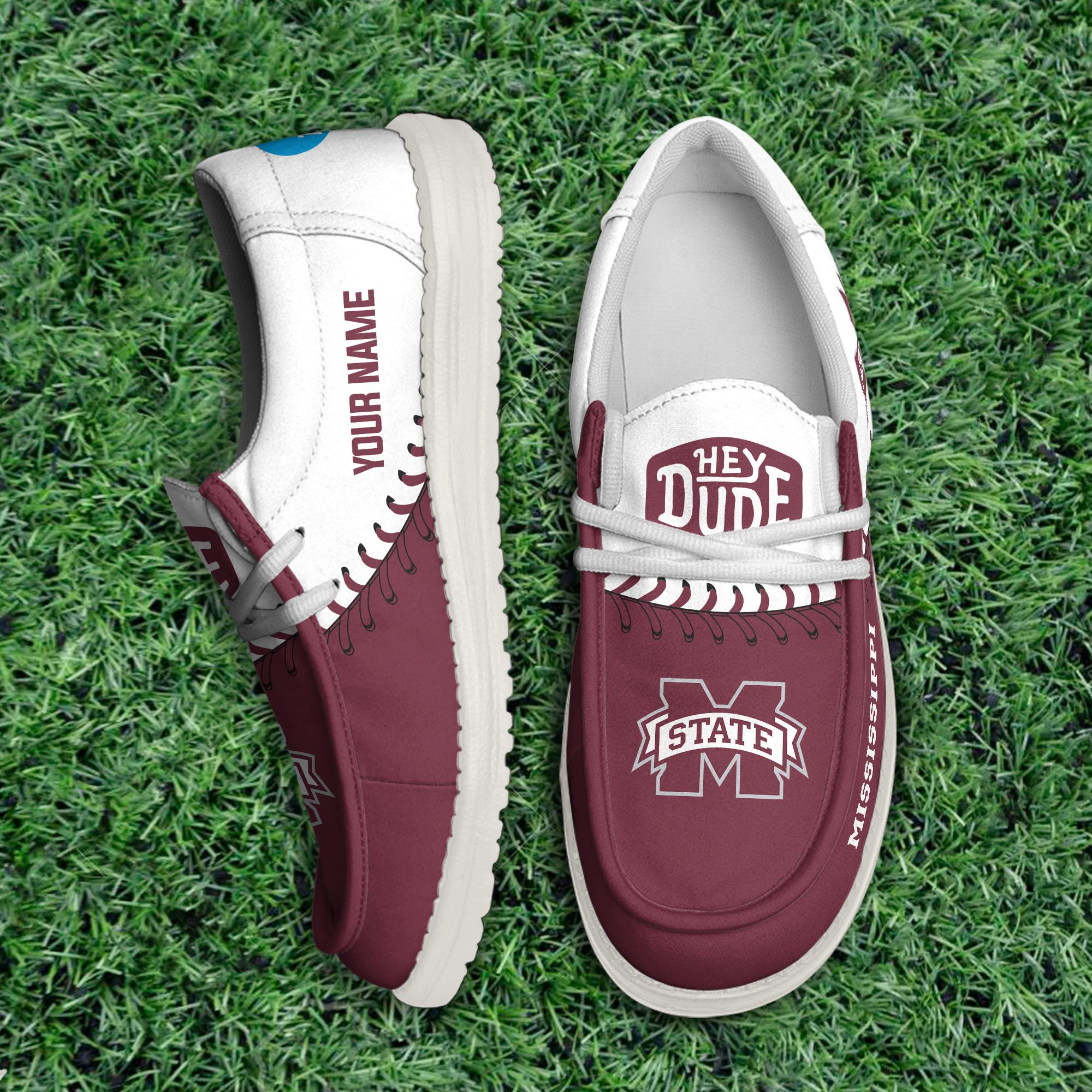 JWFancy Mississippi State Bulldogs Hey Dude Shoes Wally Men's Lace Up Loafers Comfortable For Men And Women