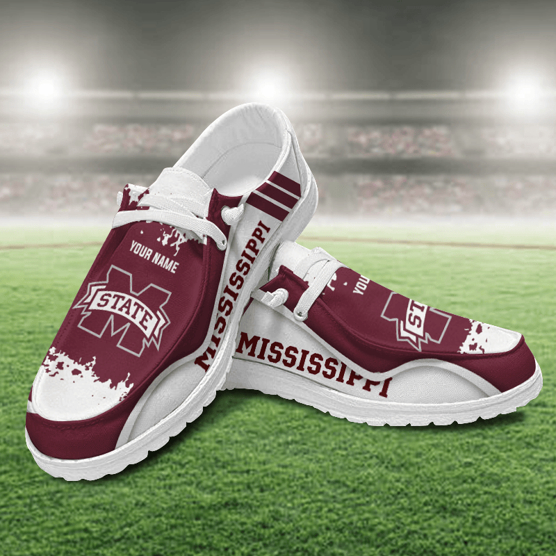 JWFancy Mississippi State Bulldogs Hey Dude Shoes Wally Men's Lace Up Loafers Comfortable For Men And Women