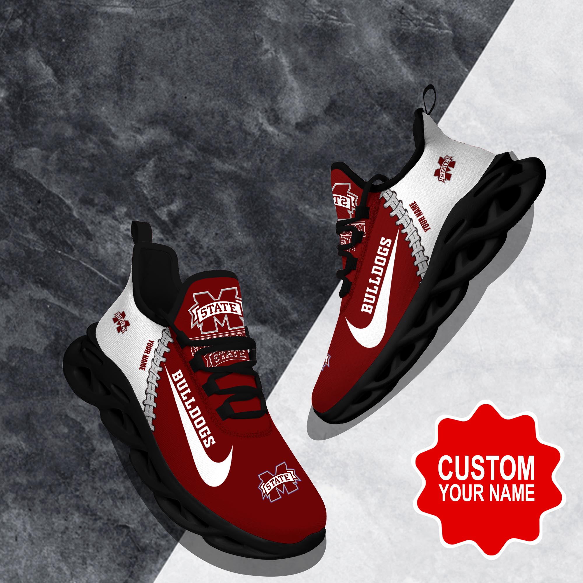 JWFancy Mississippi State Bulldogs Max Soul Shoes Sneakers For Men And Women