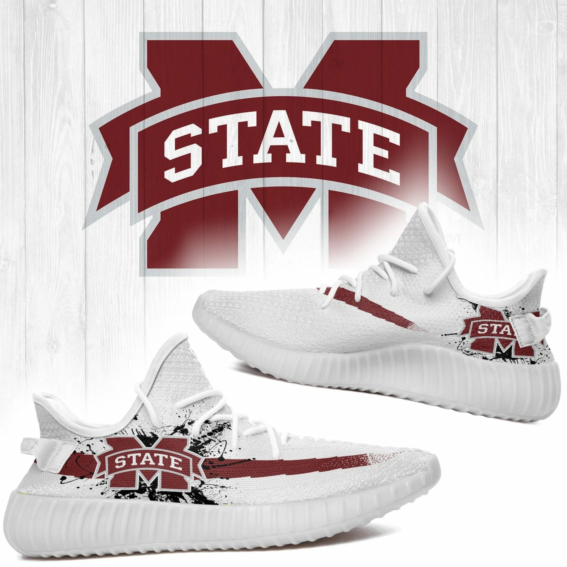 JWFancy Mississippi State Bulldogs Yeezy Boost Shoes For Men And Women