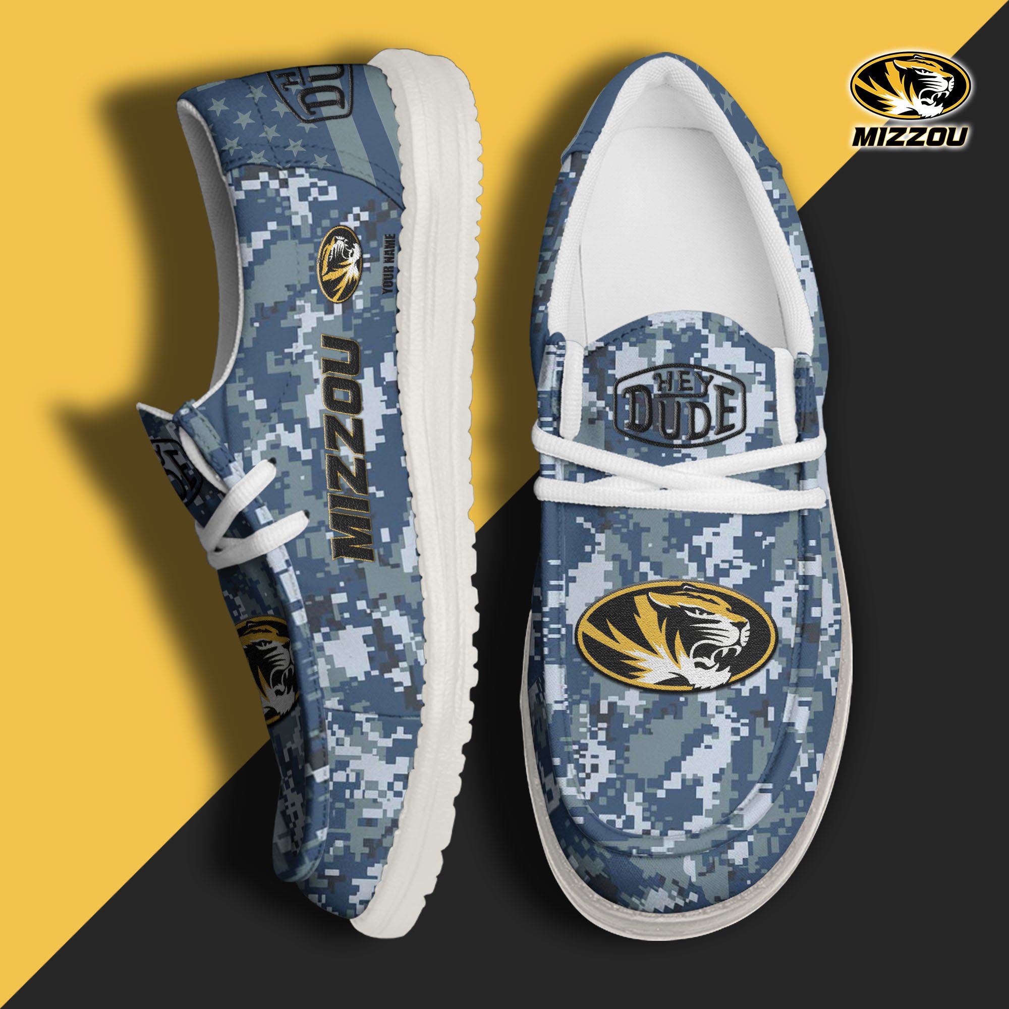 JWFancy Missouri Tigers Hey Dude Shoes Wally Men's Lace Up Loafers Comfortable For Men And Women