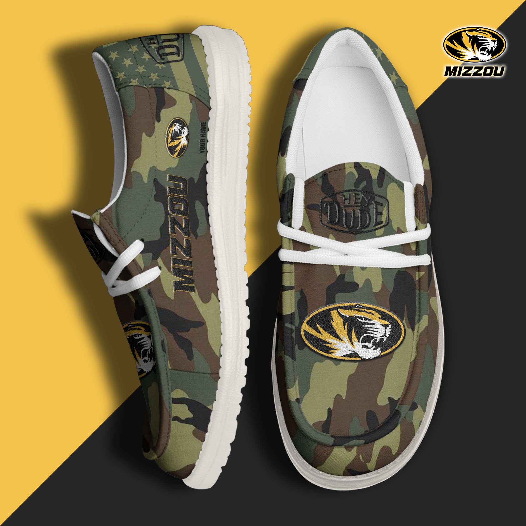 JWFancy Missouri Tigers Hey Dude Shoes Wally Men's Lace Up Loafers Comfortable For Men And Women