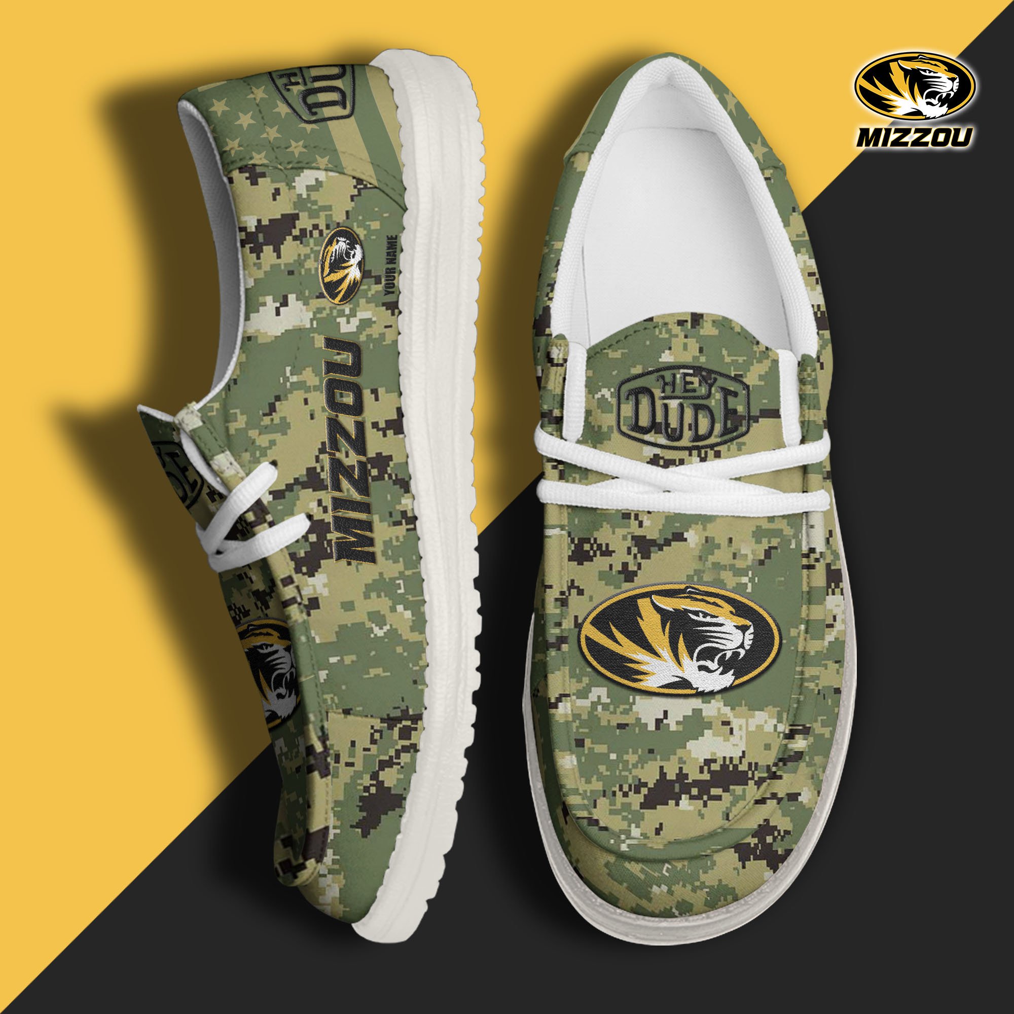 JWFancy Missouri Tigers Hey Dude Shoes Wally Men's Lace Up Loafers Comfortable For Men And Women