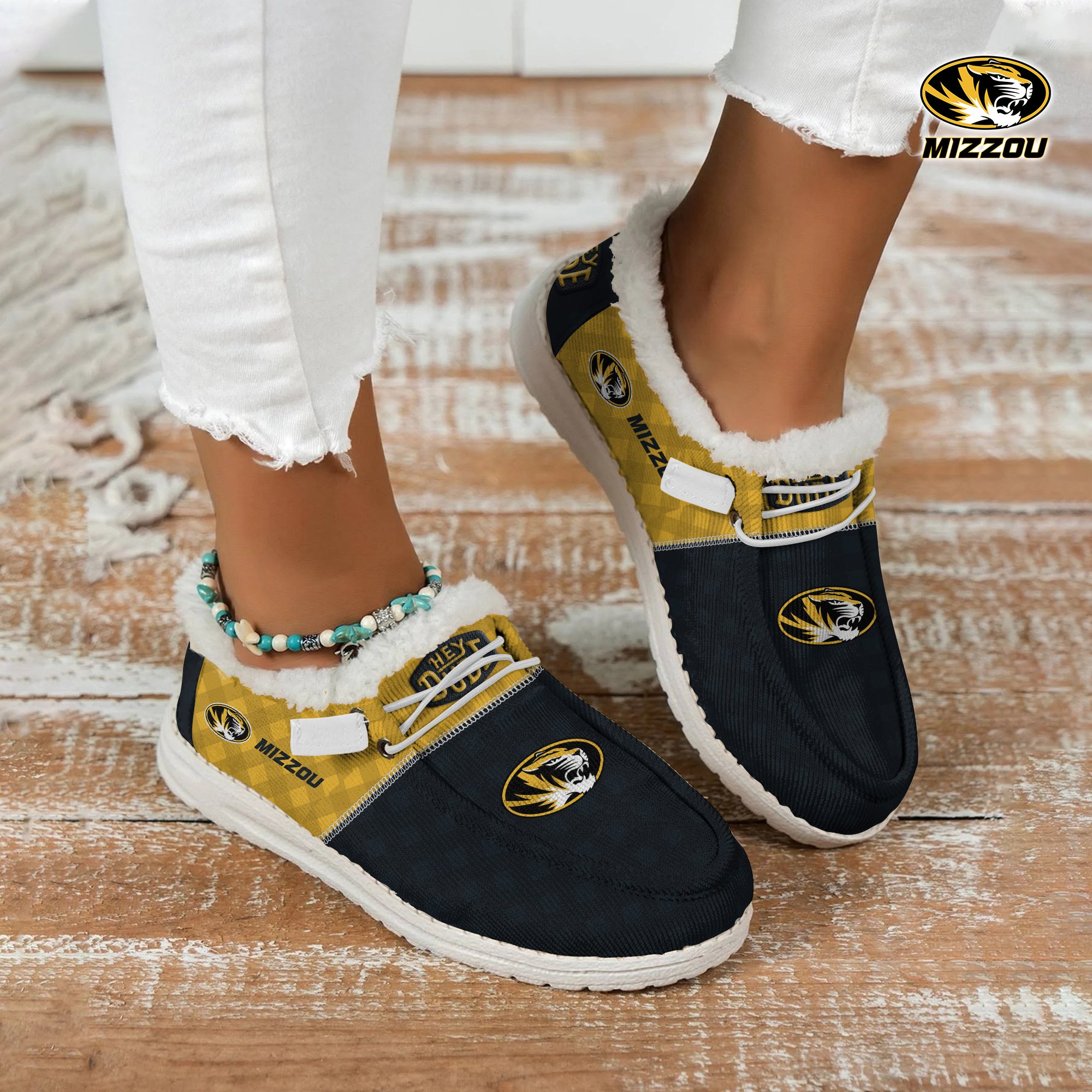 JWFancy Missouri Tigers Hey Dude Shoes Wally Men's Lace Up Loafers Comfortable For Men And Women